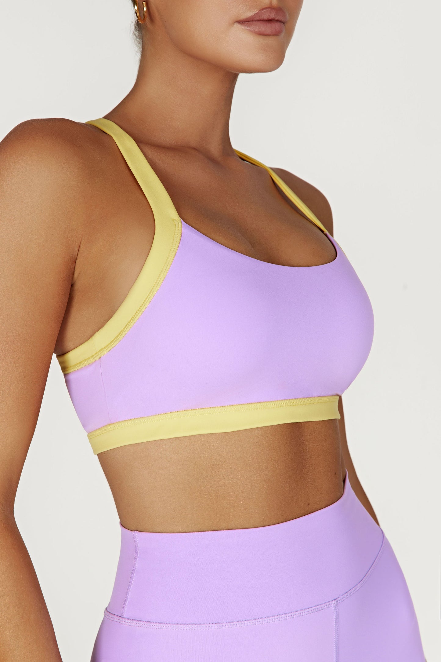 ROF Becca İki Renkli Kısa Spor Sütyeni - Lila/Sarı
