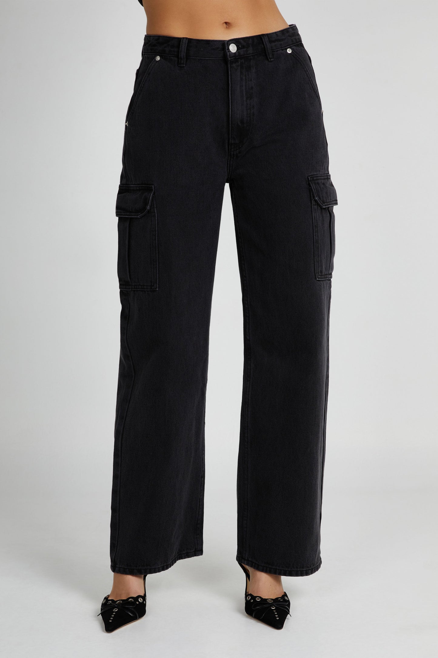 ROF Jagger Mid Bel Oversize Denim Jean - Yıkanmış Siyah
