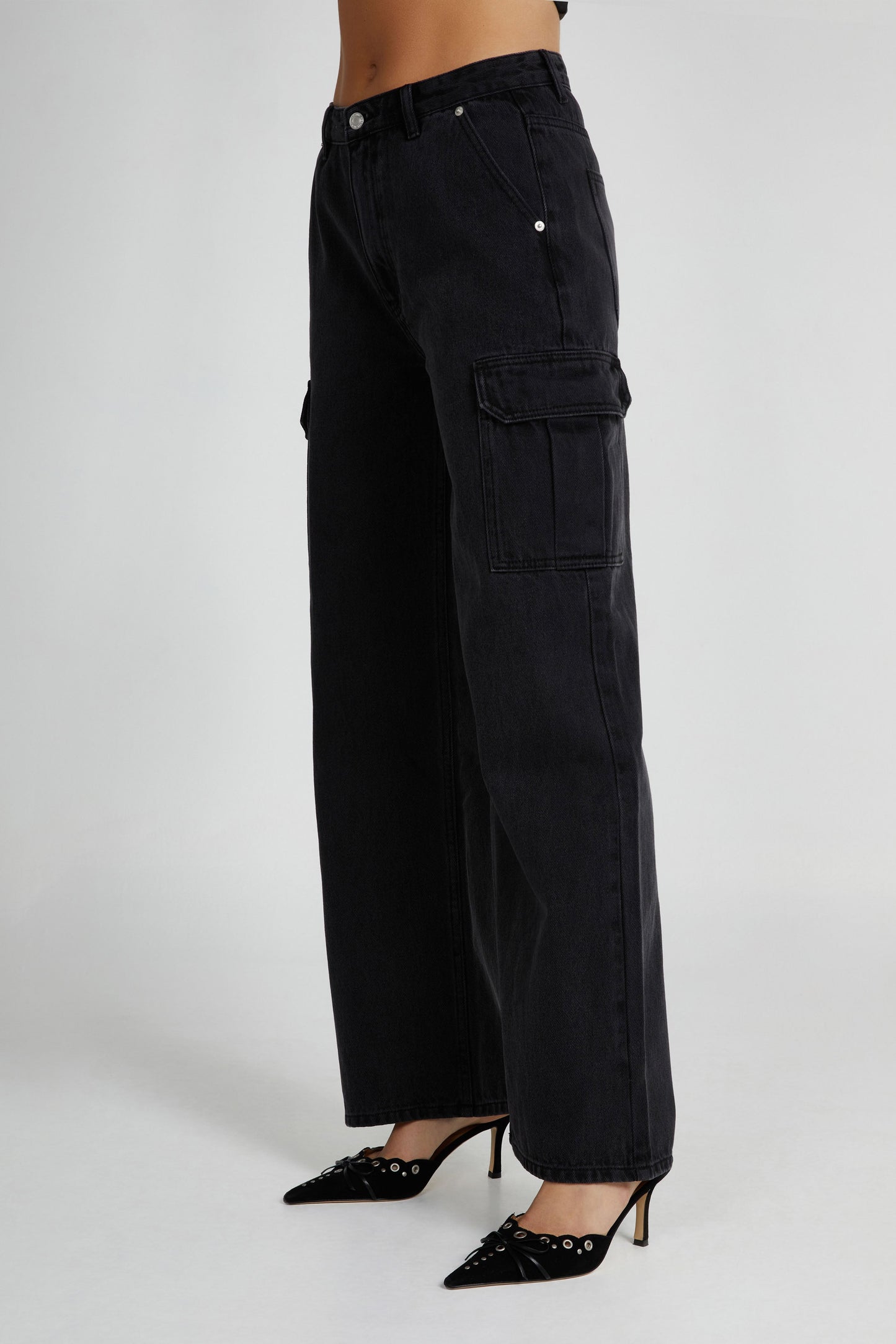 ROF Jagger Mid Bel Oversize Denim Jean - Yıkanmış Siyah