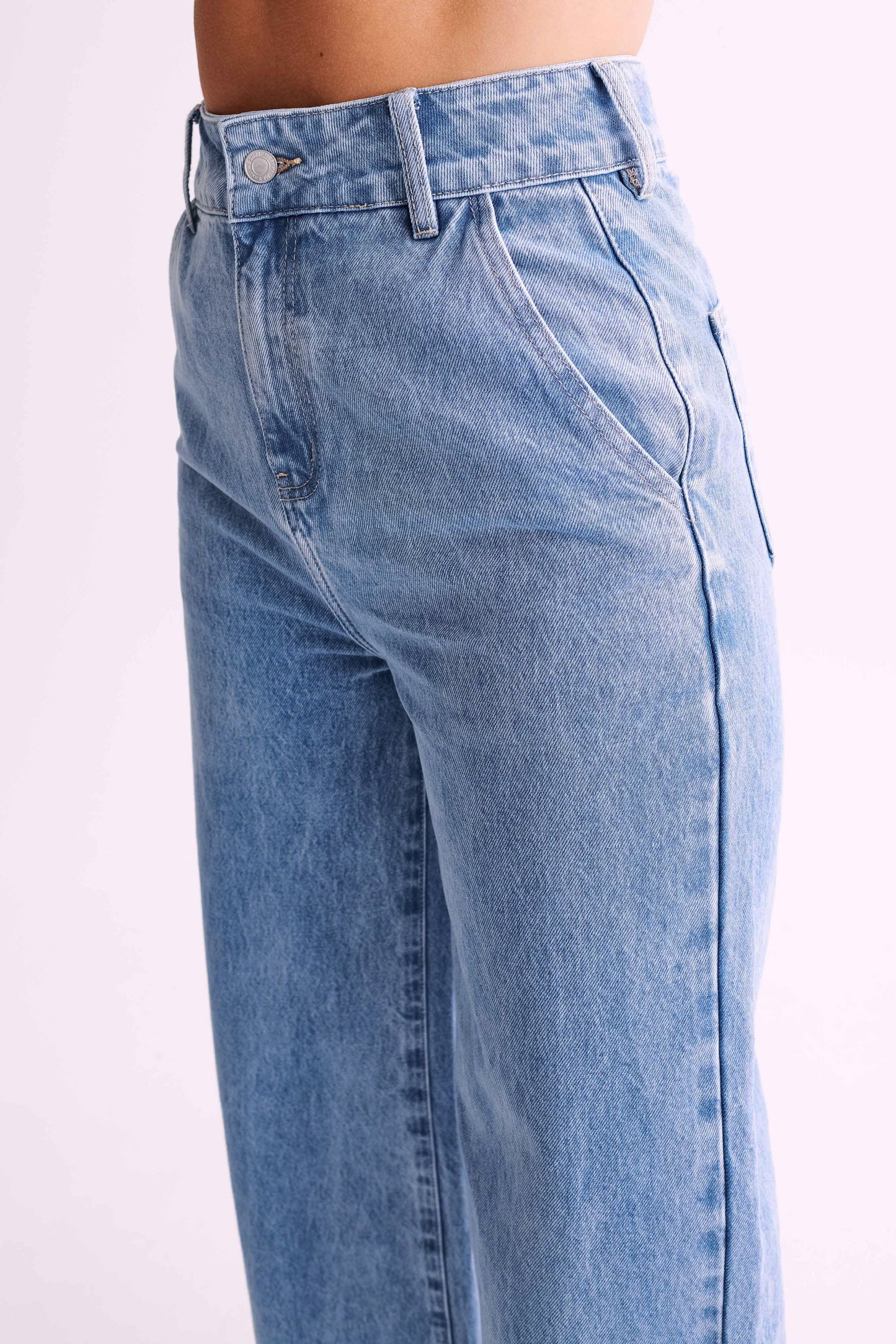 ROF Roxy Geniş Paça Yüksek Bel Denim Jeans - Orta Mavi