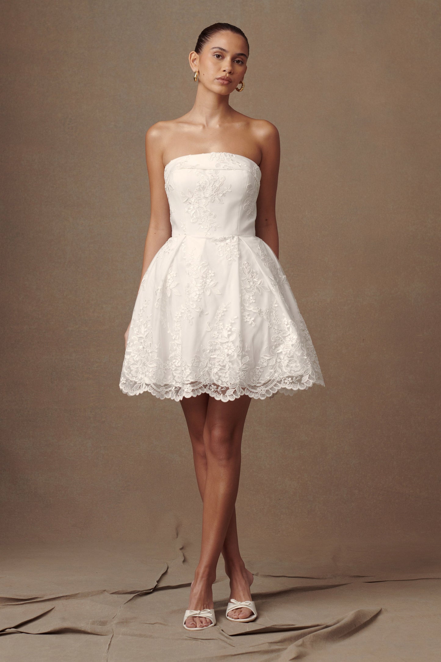 ROF Eileen Dantel Mini Elbise - Beyaz