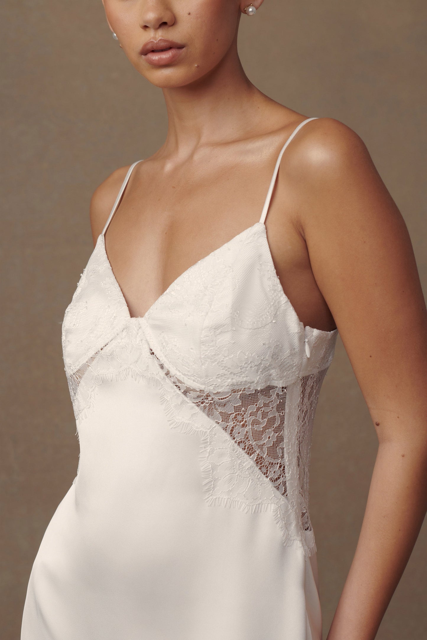 ROF Emmett Dantel Slip Elbise - Beyaz