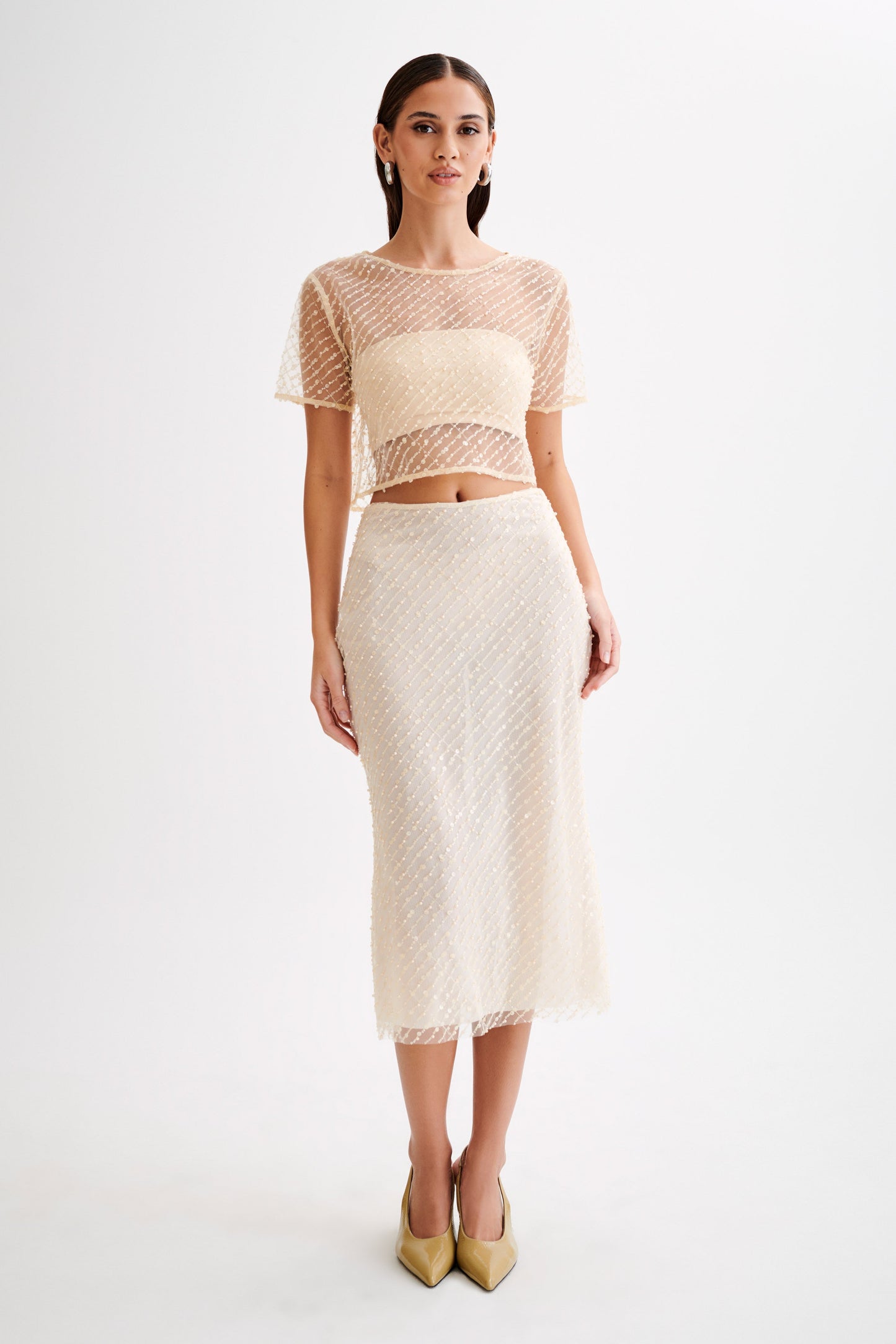 ROF Brynne Payet Midi Etek - Buttercream