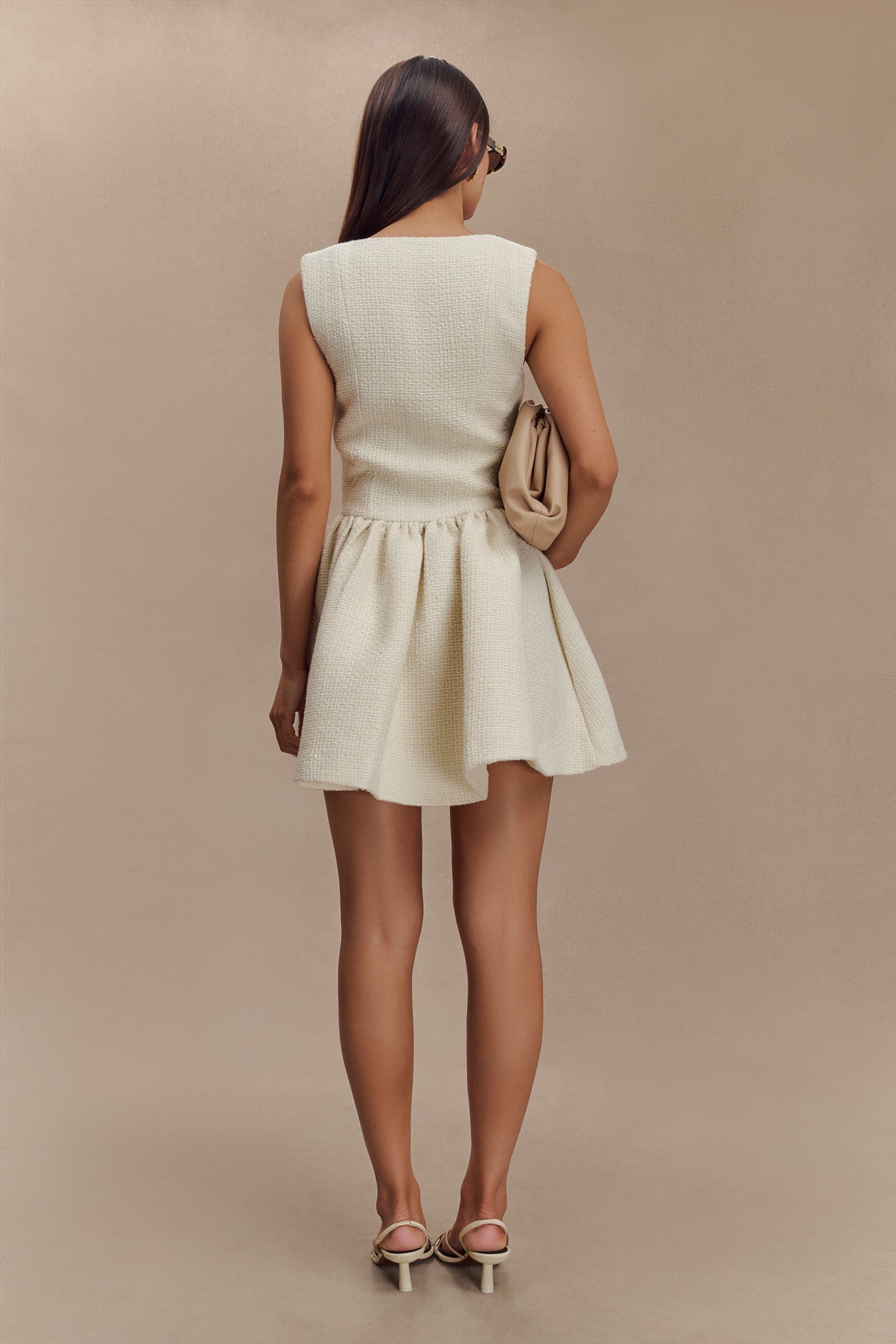 ROF Jennifer Boucle Mini Elbise - Fildişi
