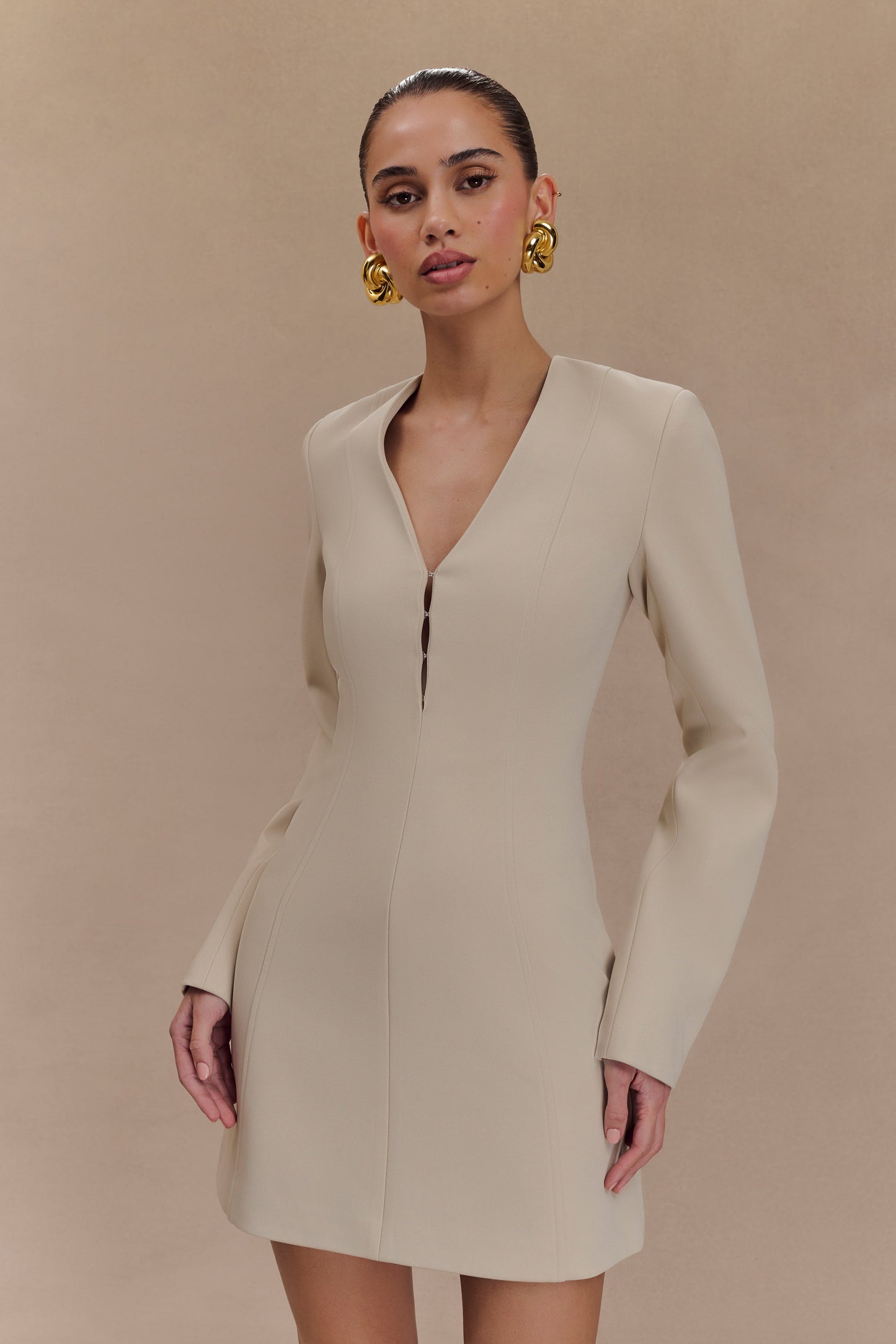 ROF Arora Piliseli Takım Elbise Blazer Elbise - Kum