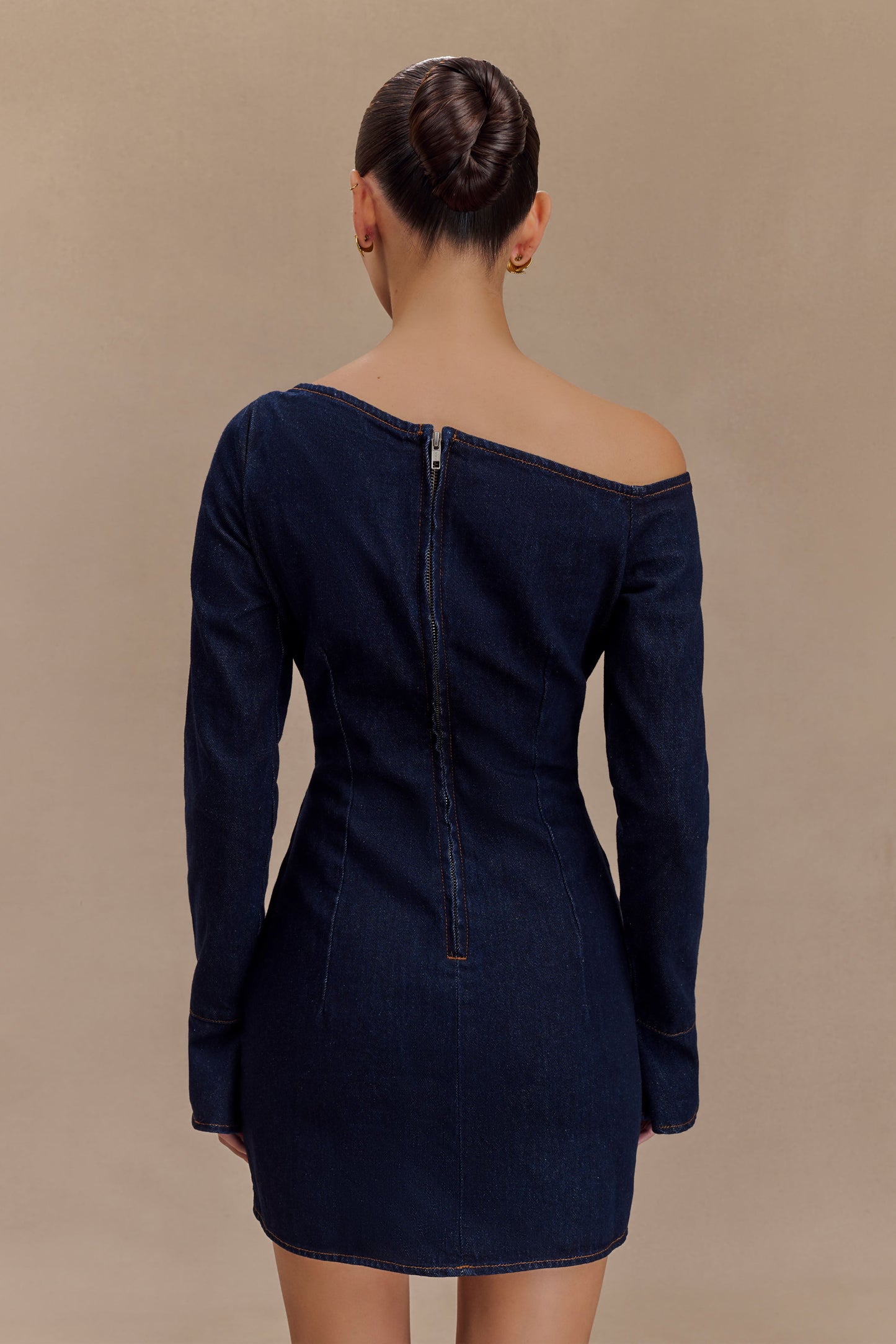 ROF Cece Bağcıklı Denim Mini Elbise - İndigo Mavi