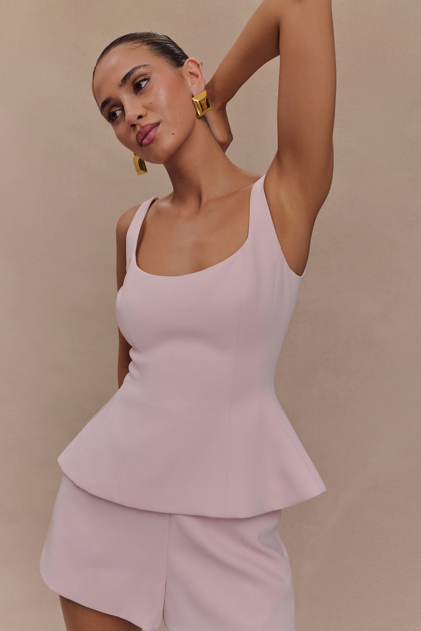 ROF Korrie Suit Peplum Üst - Pudra Pembesi