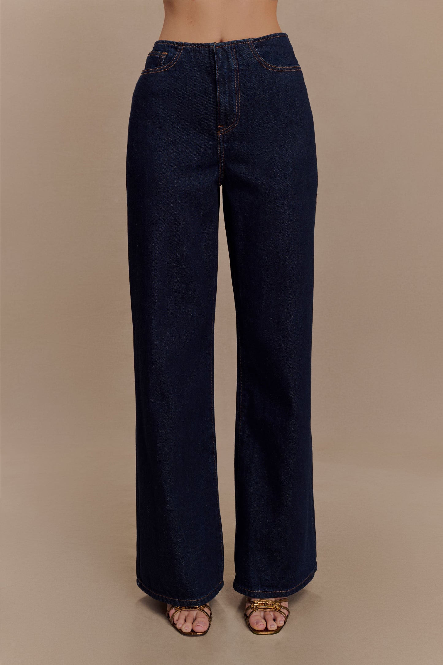 ROF Caitlin Mid Bel Denim Flare Jeans - İndigo Mavi