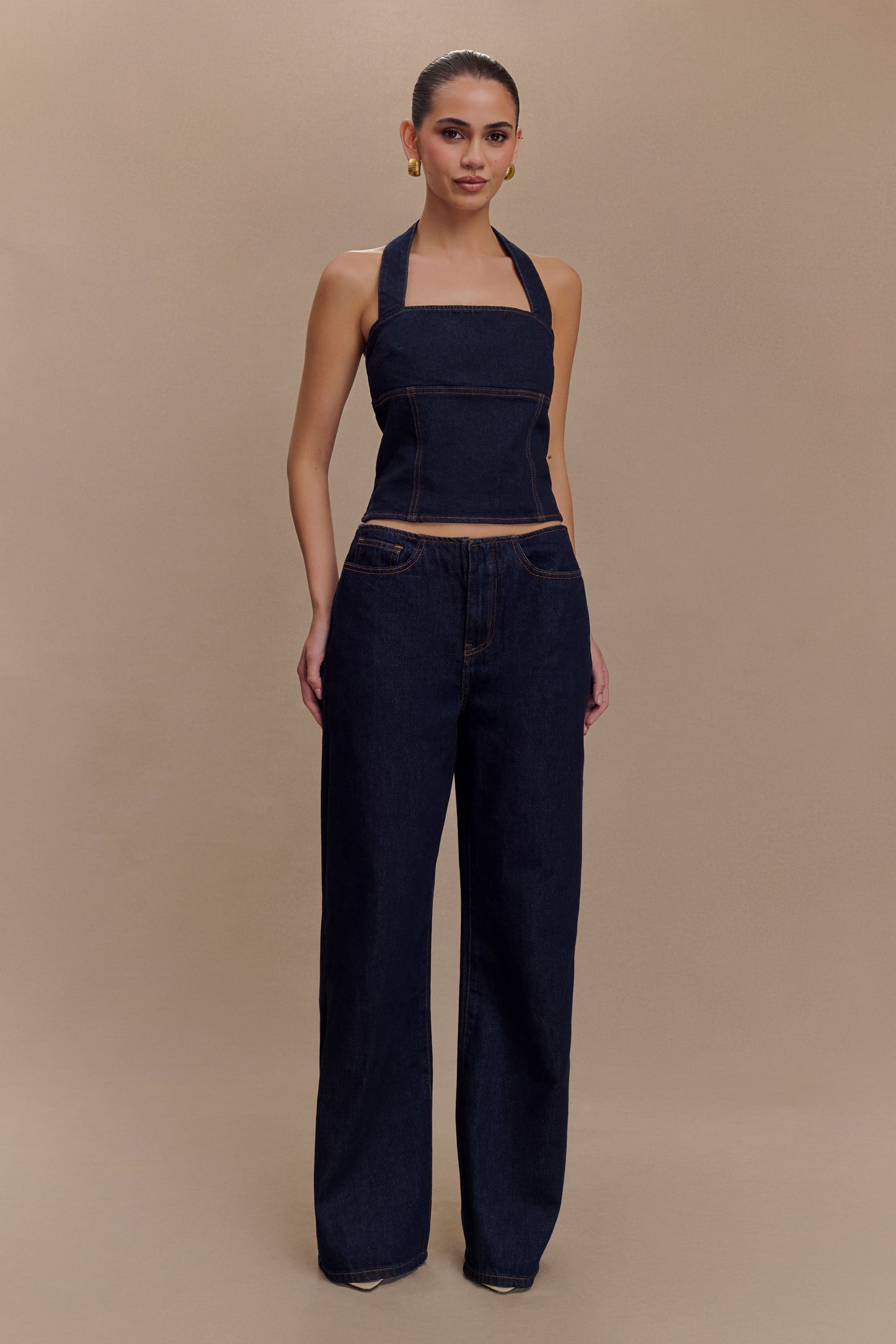 ROF Caitlin Mid Bel Denim Flare Jeans - İndigo Mavi