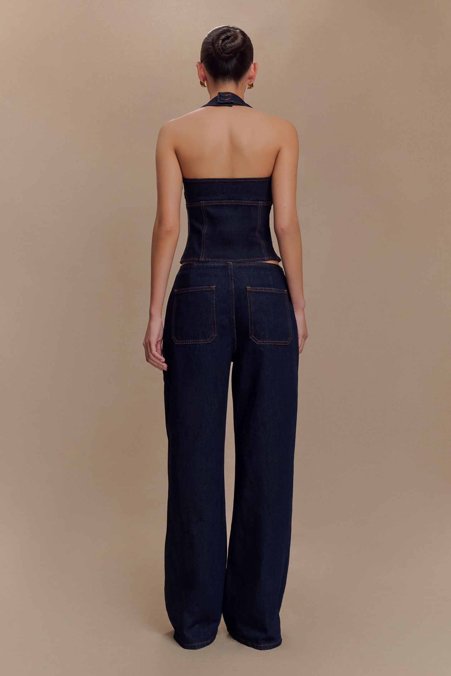 ROF Dayna Denim Boyundan Bağlamalı Üst - İndigo Mavi