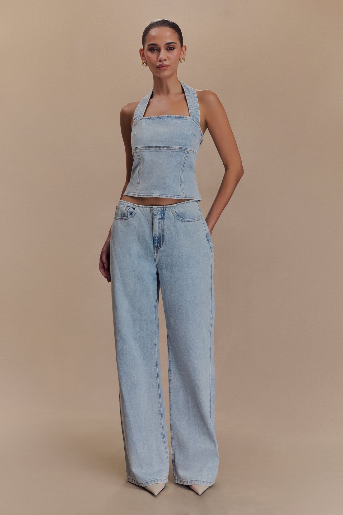 ROF Caitlin Mid Bel Denim Flare Jeans - Açık Mavi