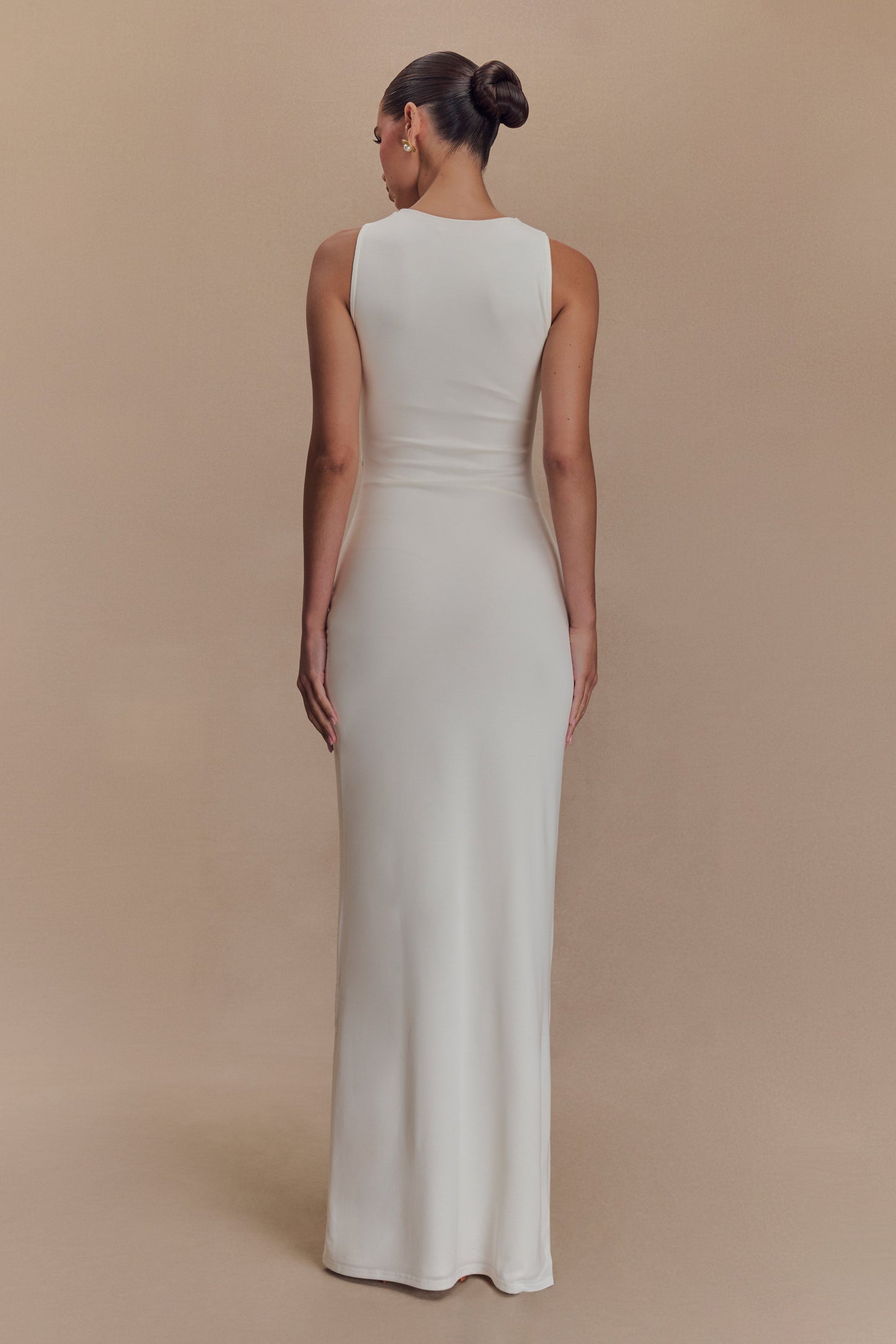 ROF Kassidy Şeftali Jersey Maxi Elbise - Fildişi