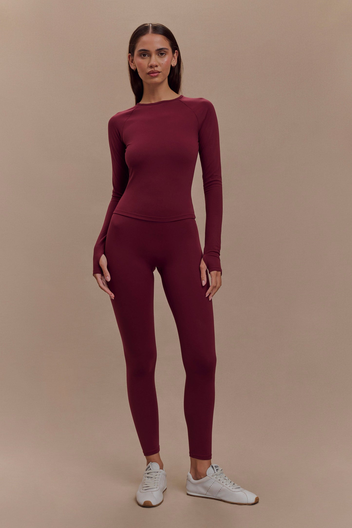 ROF Eliana Uzun Kollu Aktif Üst - Bordo