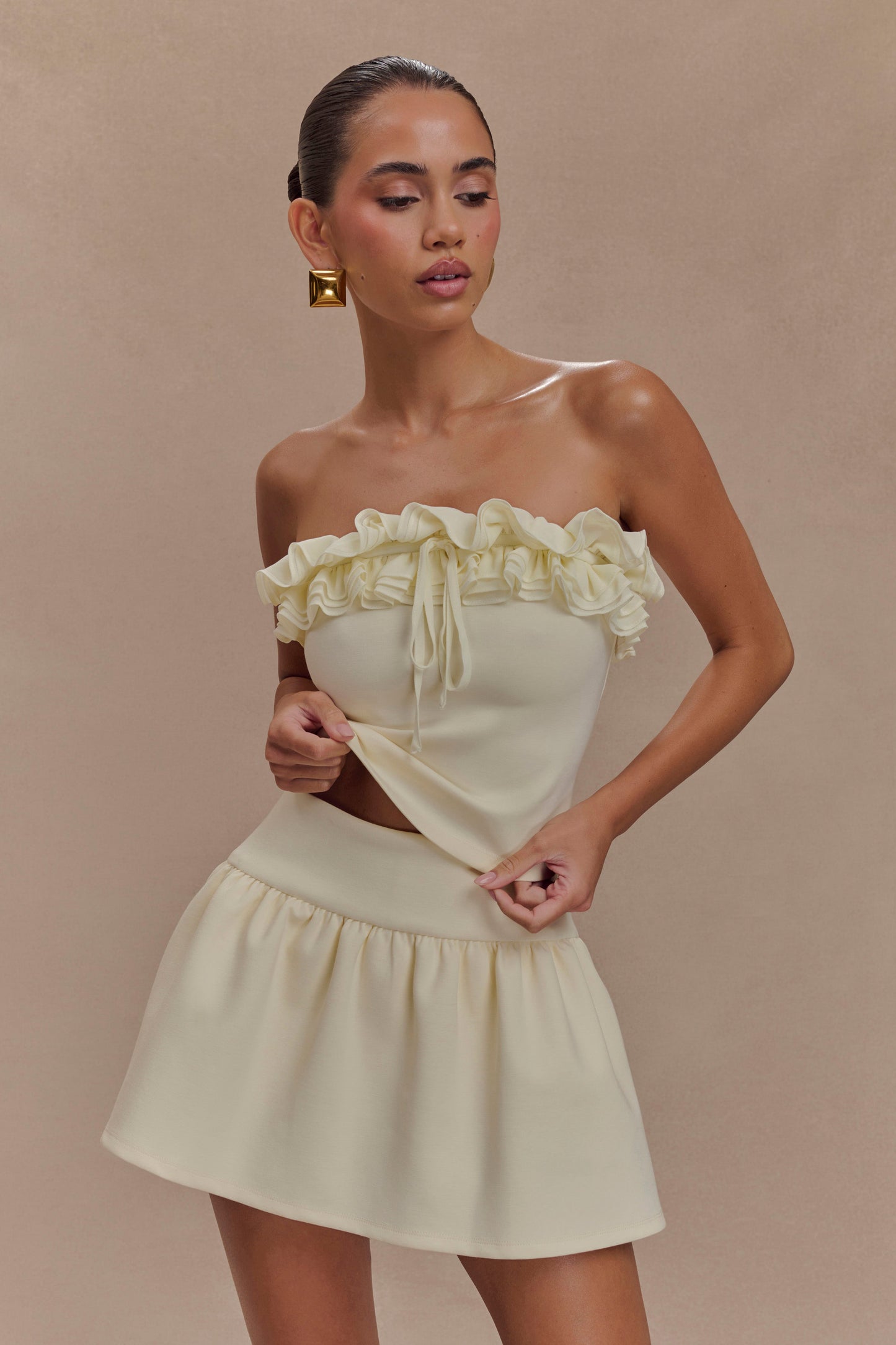 ROF Jennie Frill Mini Şort - Fildişi