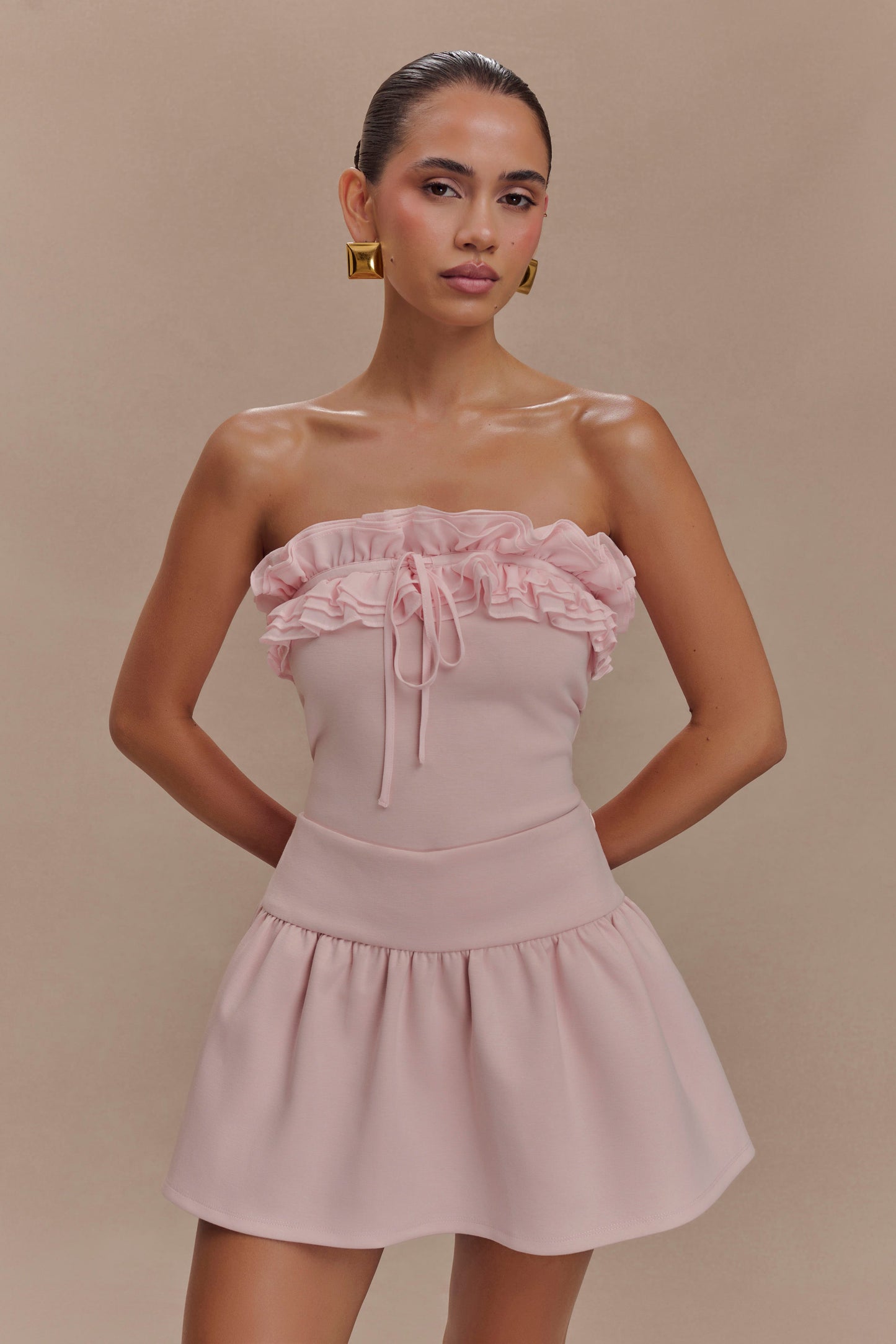 ROF Jennie Frill Mini Şort - Bale Pembesi