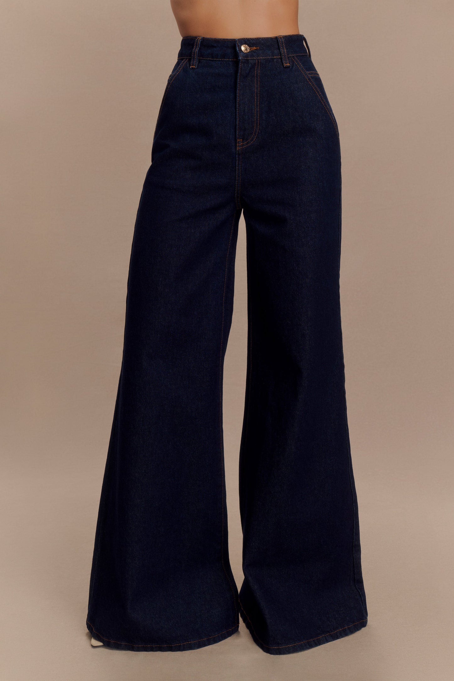 ROF Jen Geniş Paça Flare Denim Jeans - İndigo Mavi