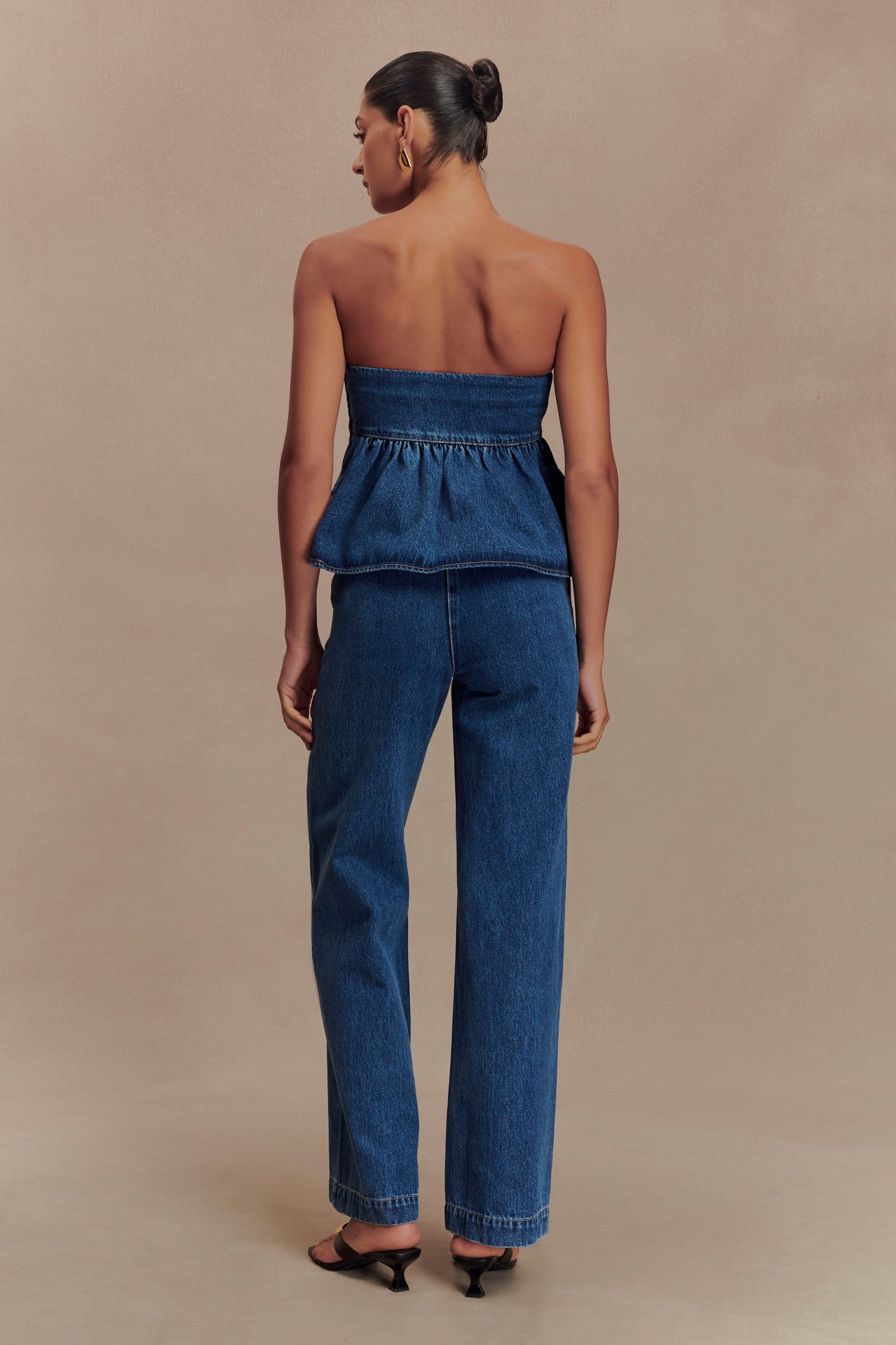 ROF Pauline Straplez Denim Üst - 90'Lar Mavi