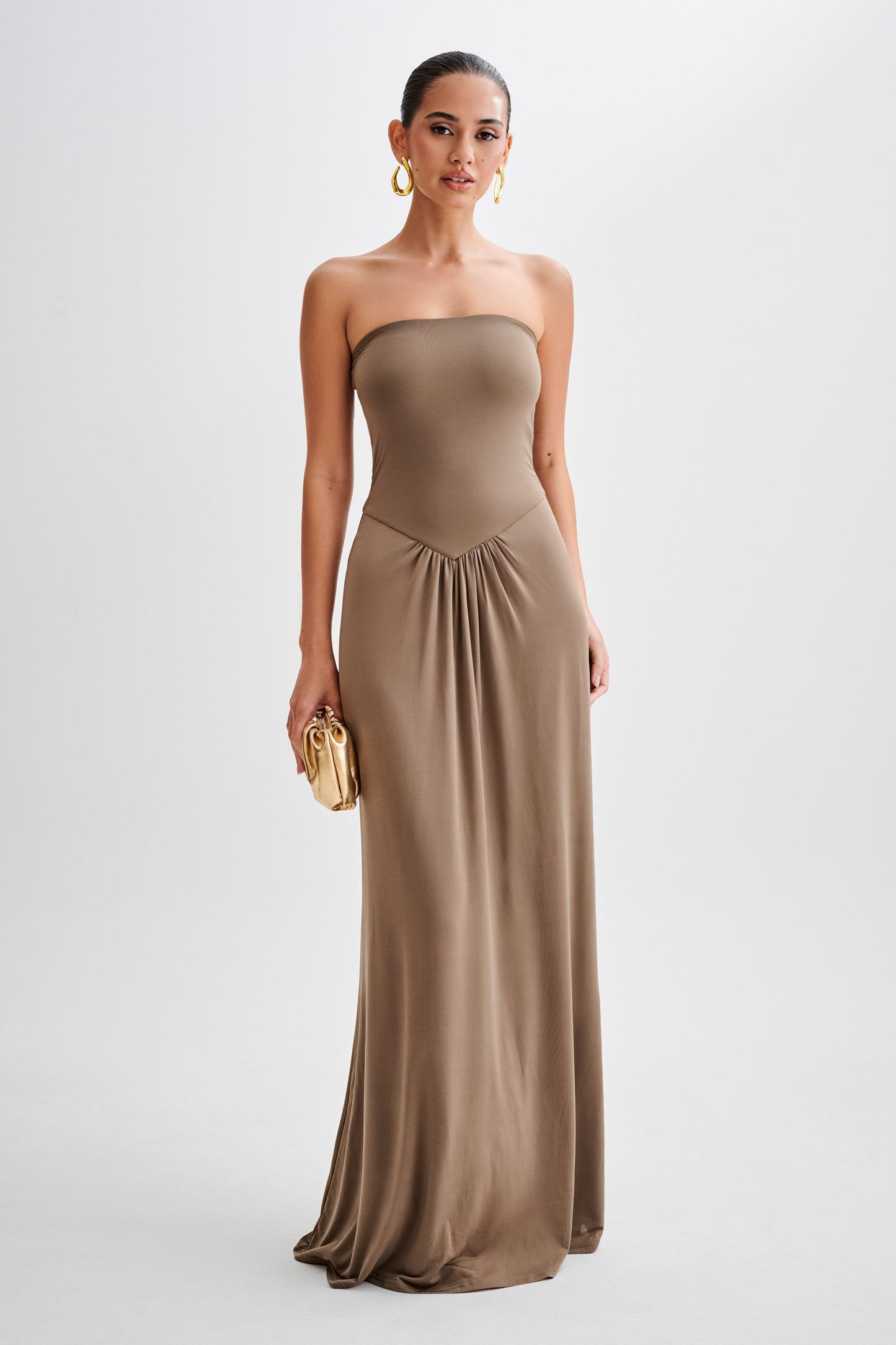 ROF Yakut Straplez Dar Maxi Elbise - Coco
