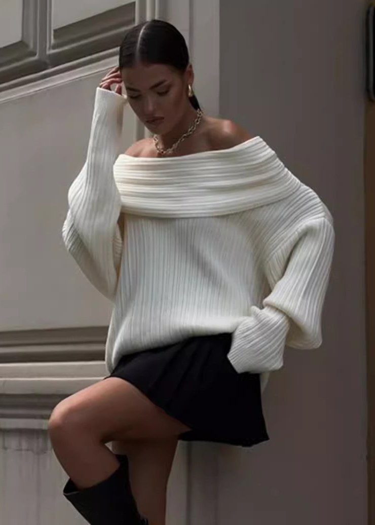ROF Oversize Açık Omuzlu Triko Kazak