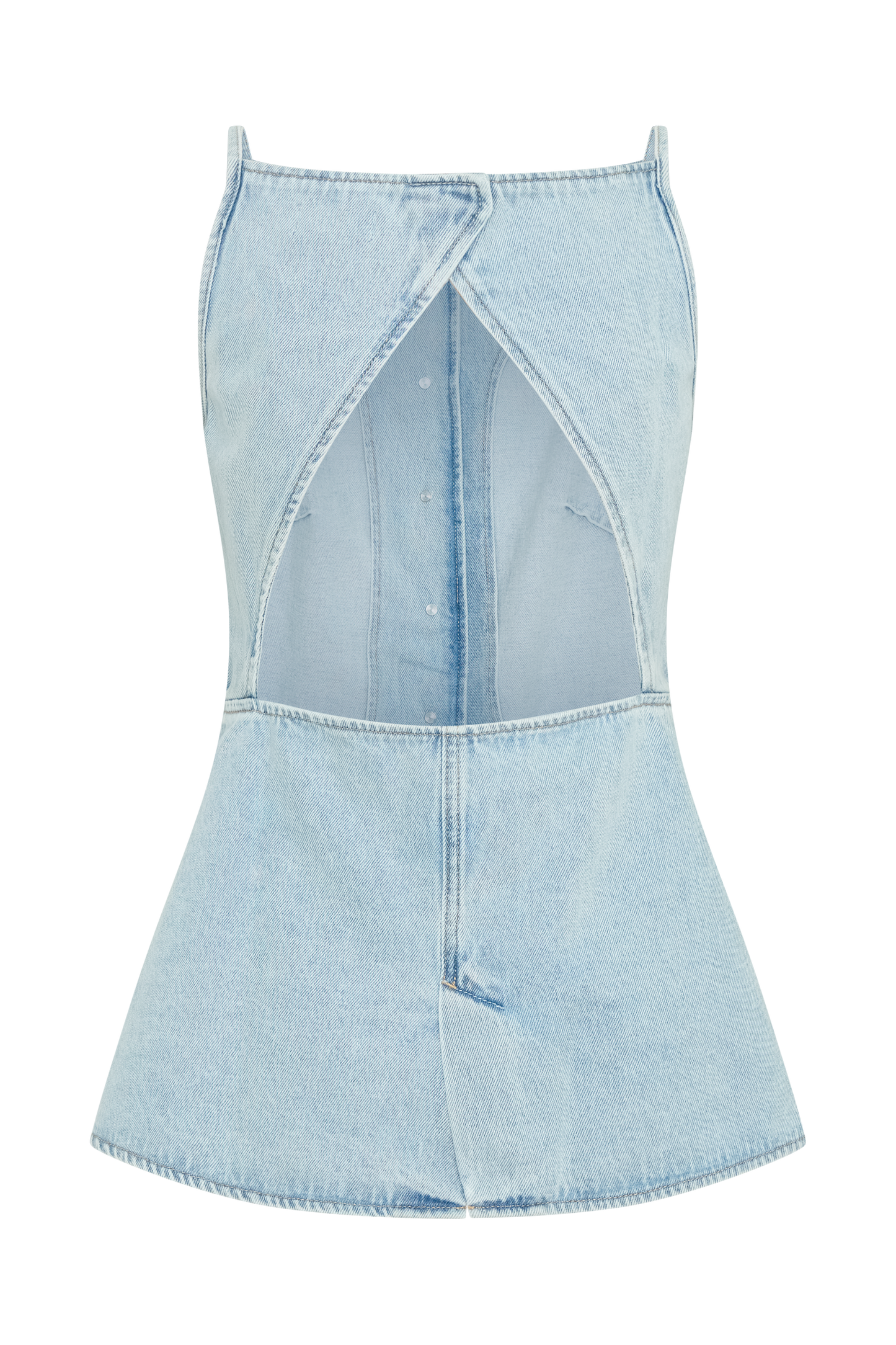 ROF Ashton Kolsuz Düğmeli Denim Üst - Açık Mavi