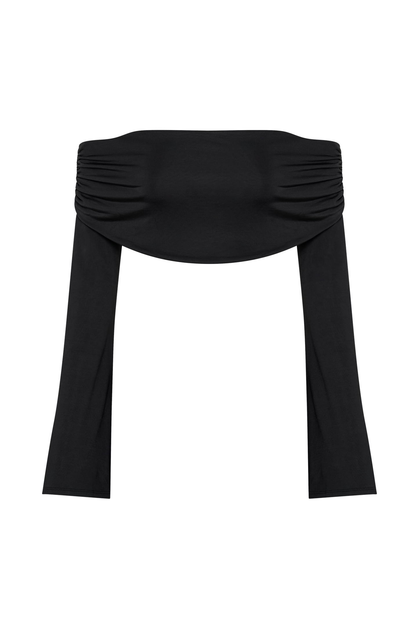ROF Camryn Slinky Düşük Omuz Crop Top - Siyah