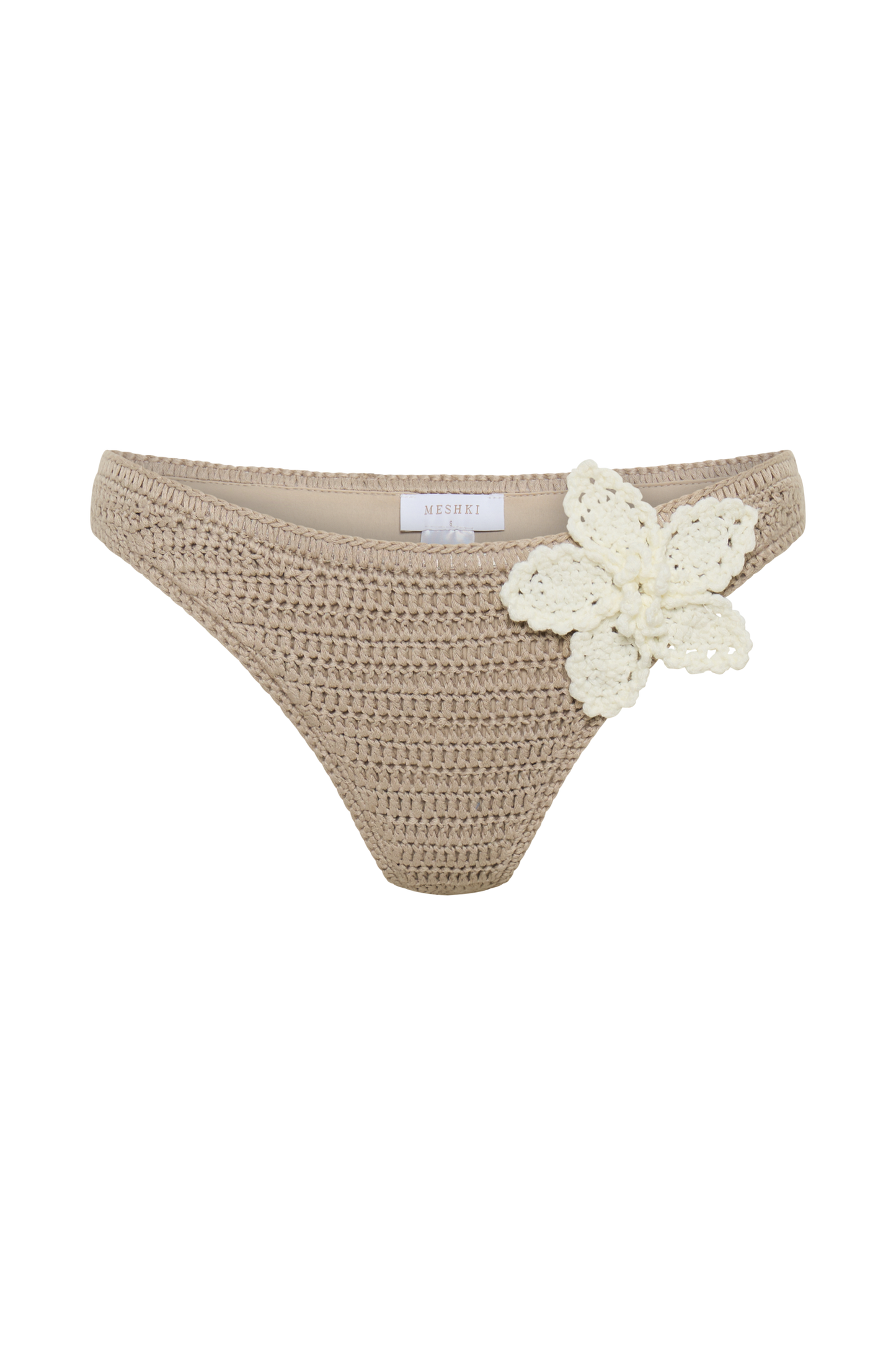ROF Skye Çiçekli Tığ Bağlamalı Bikini Altı - Taupe/Beyaz