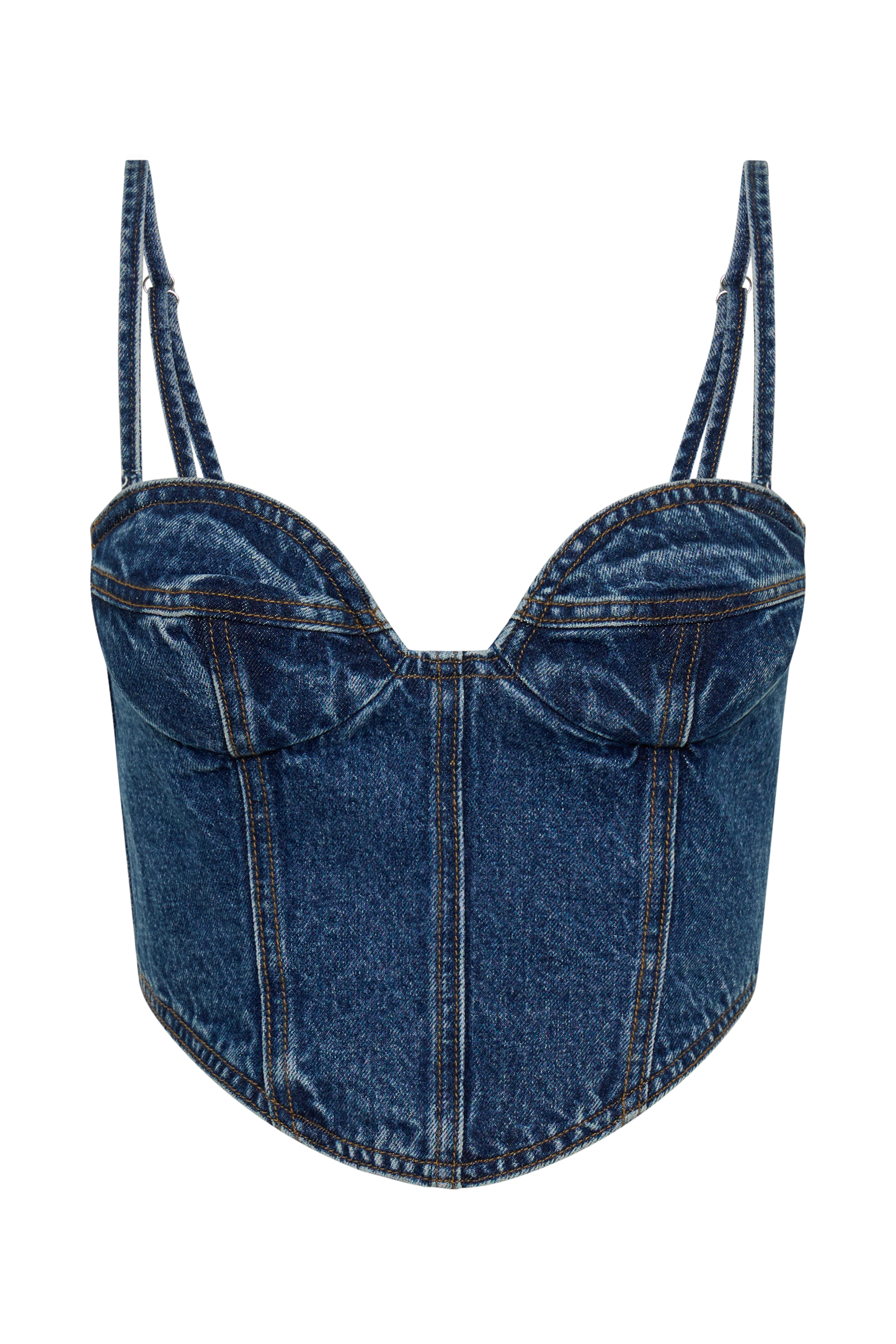 ROF Lana Denim Kaplı Korse Üst - Lacivert