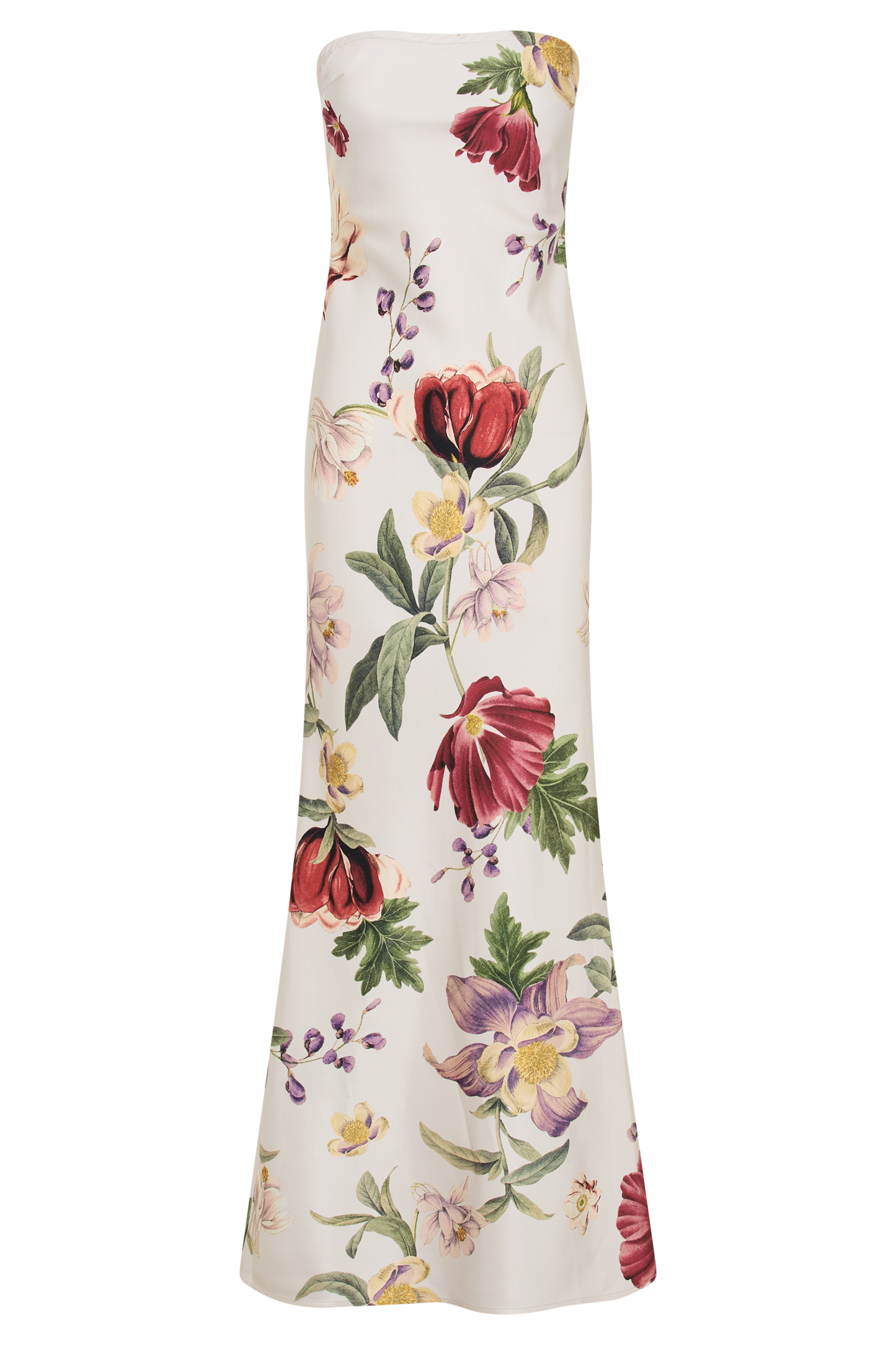 ROF Claudette Straplez Saten Maxi Elbise - Bella Rosa Yazdır