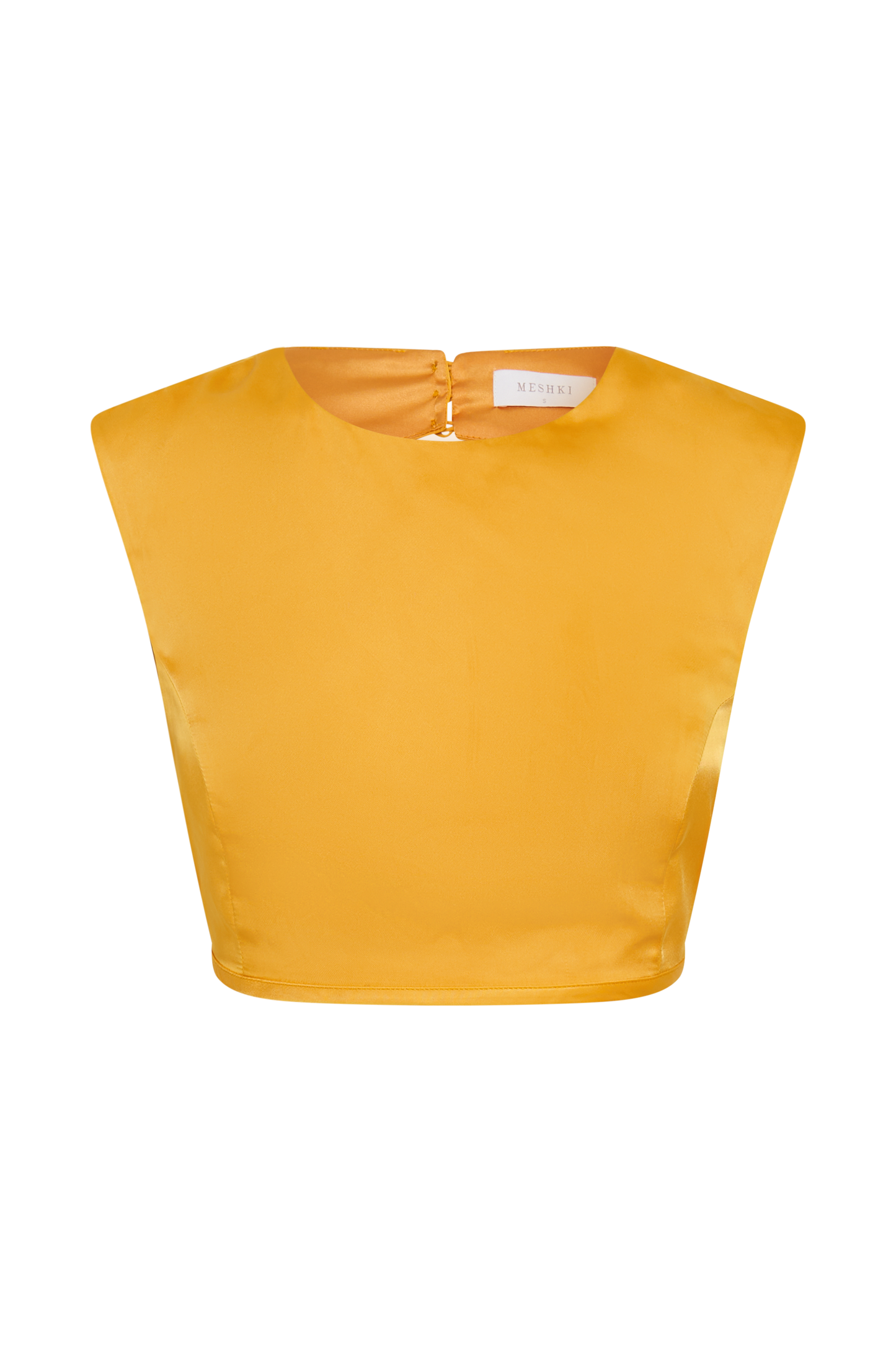 ROF Viviana Saten Kolsuz Crop Top - Mandalina