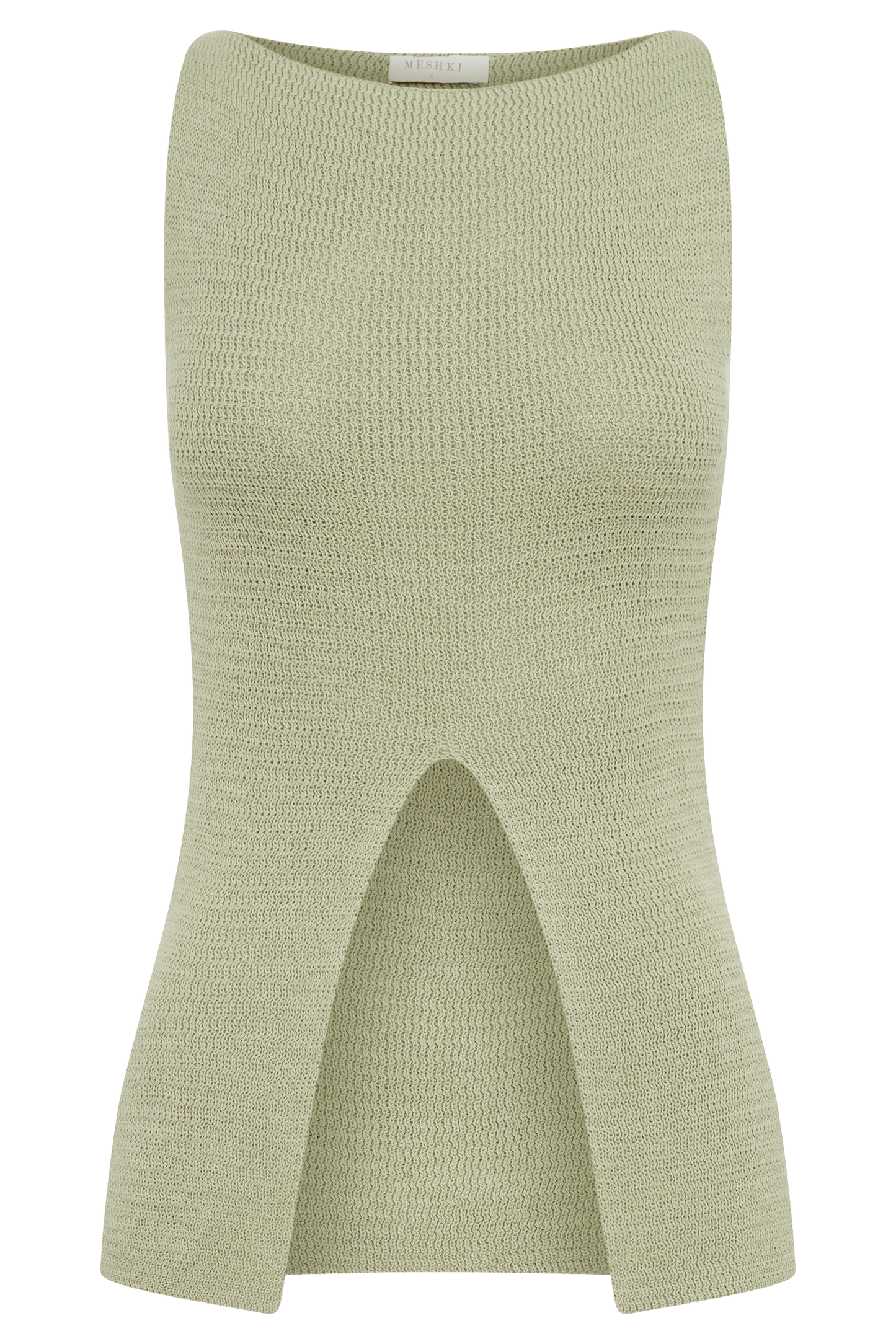 ROF Ridley Yırtmaçlı Örgü Atlet - Pastel Yeşil