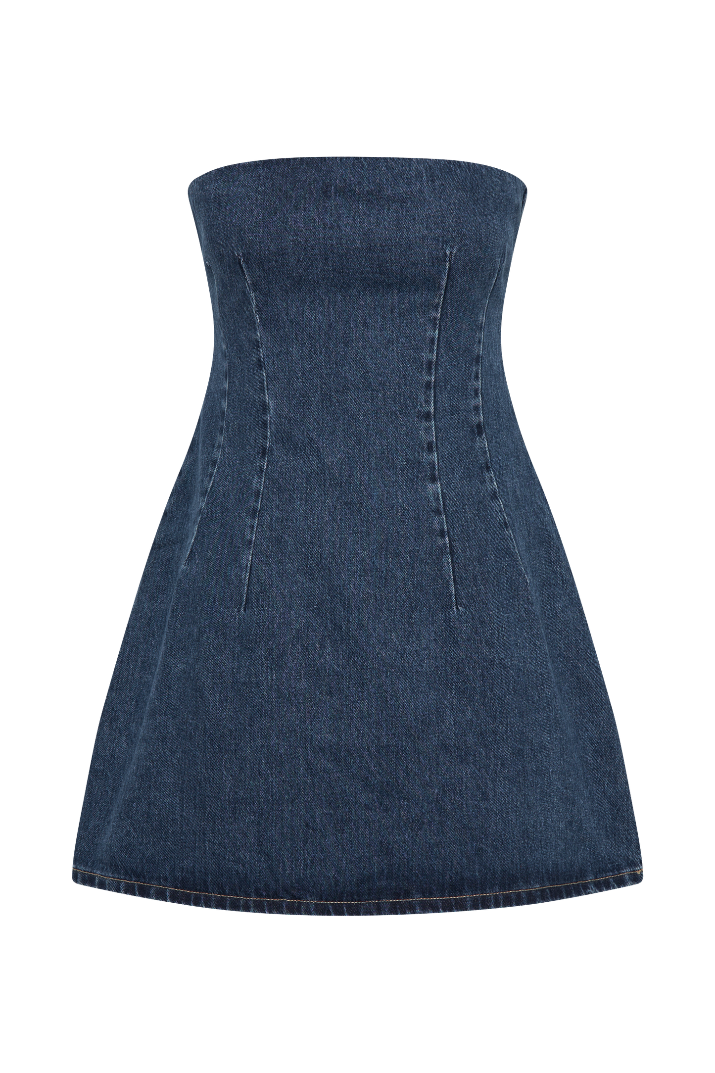ROF Cecily Straplez Denim Mini Elbise - Koyu Mavi