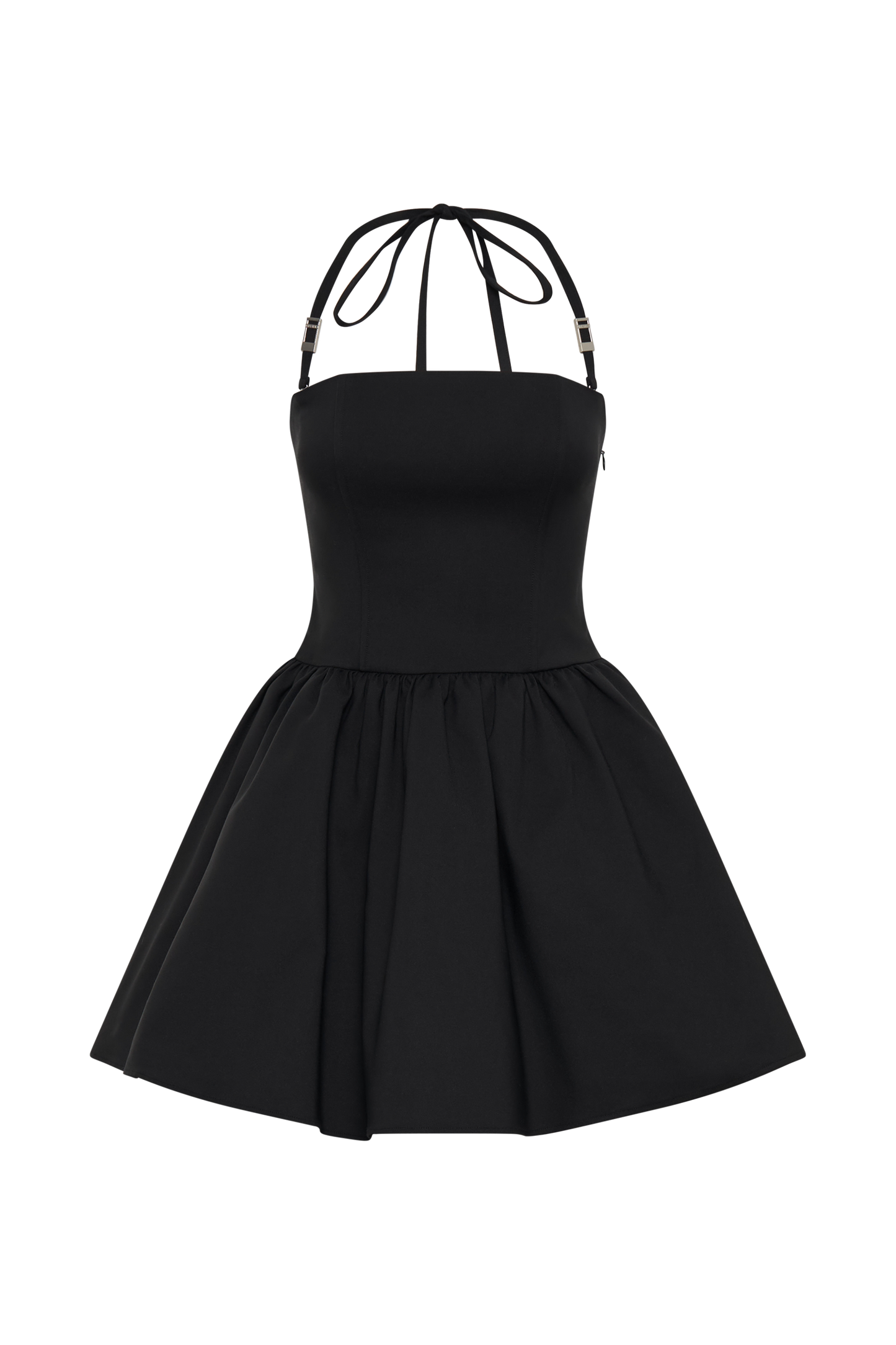 ROF Yakut Boyundan Bağlamalı Mini Elbise - Siyah