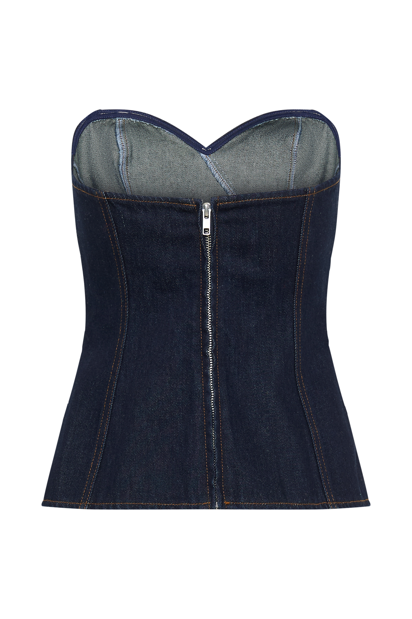 ROF Sylas Straplez Tokalı Denim Üst - İndigo Mavi