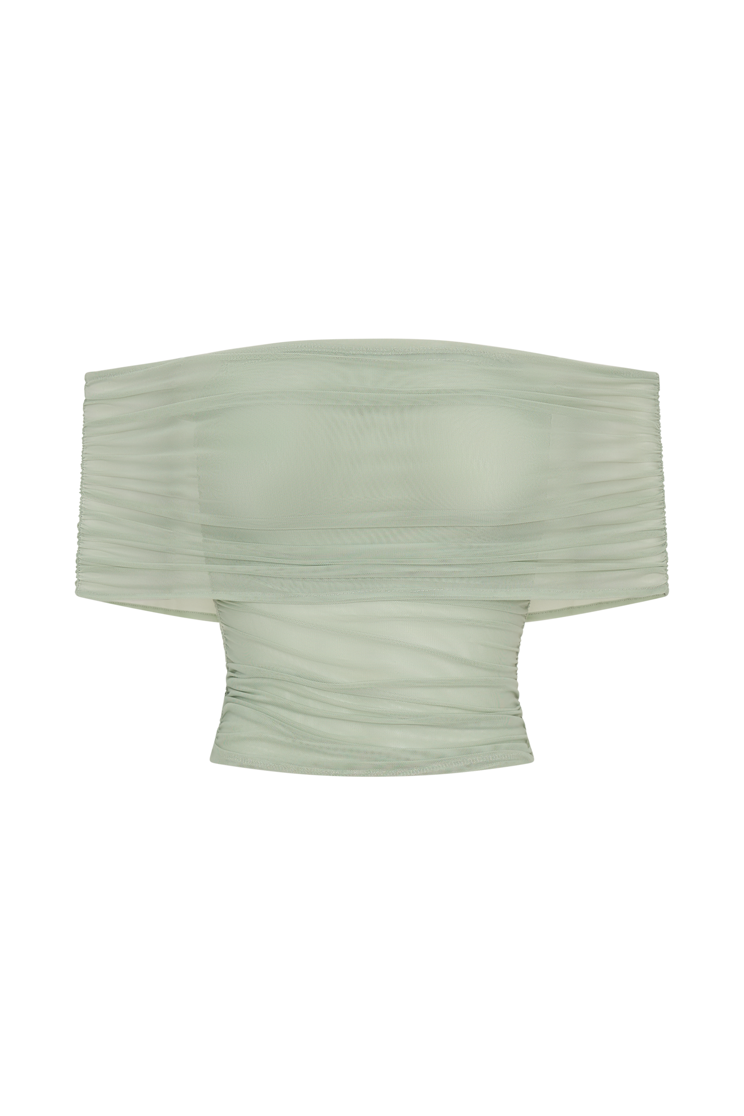 ROF Arna Düşük Omuzlu File Crop Top - Fesleğen