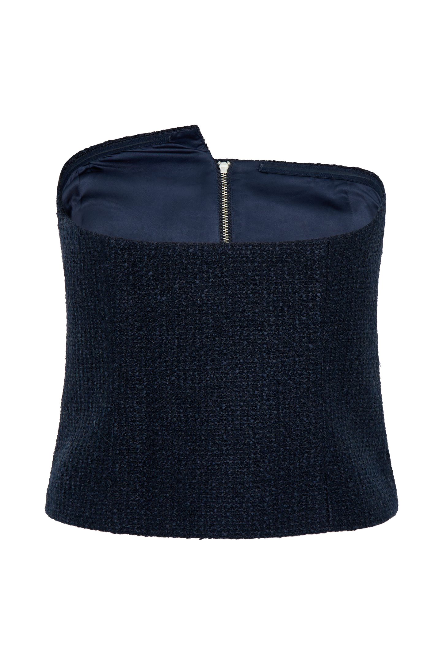 ROF Parker Boucle Straplez Asimetrik Üst - Gece Mavisi