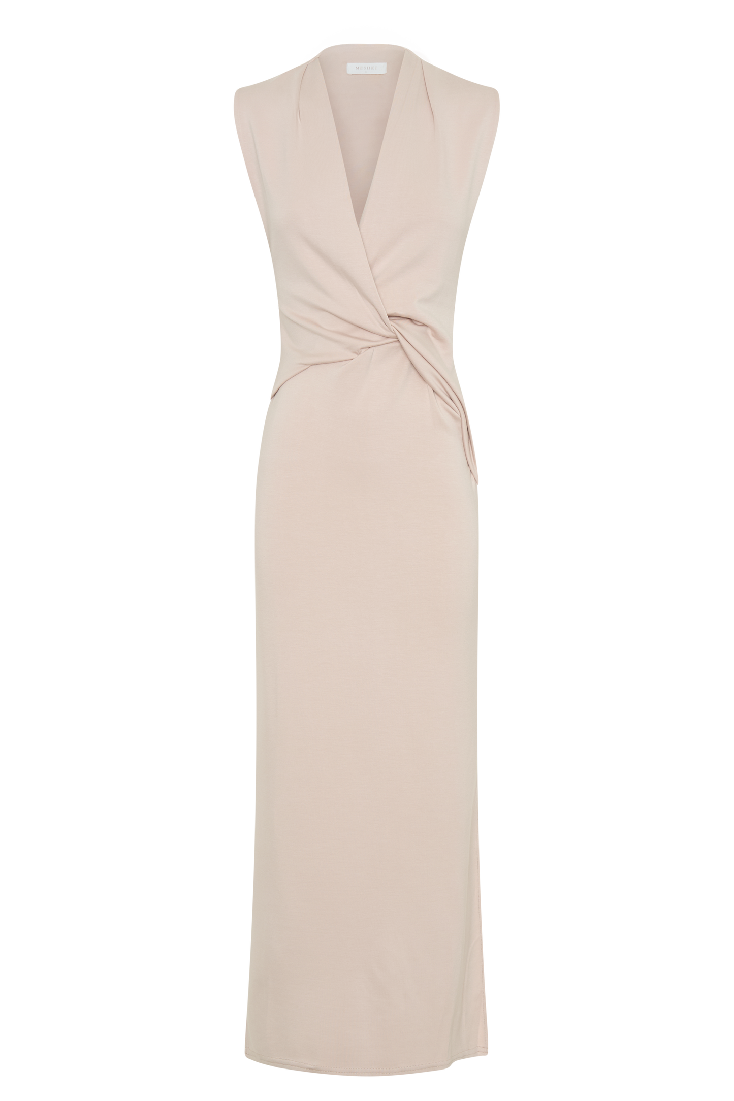 ROF Lorelei Krep Twist Midi Elbise - Taupe