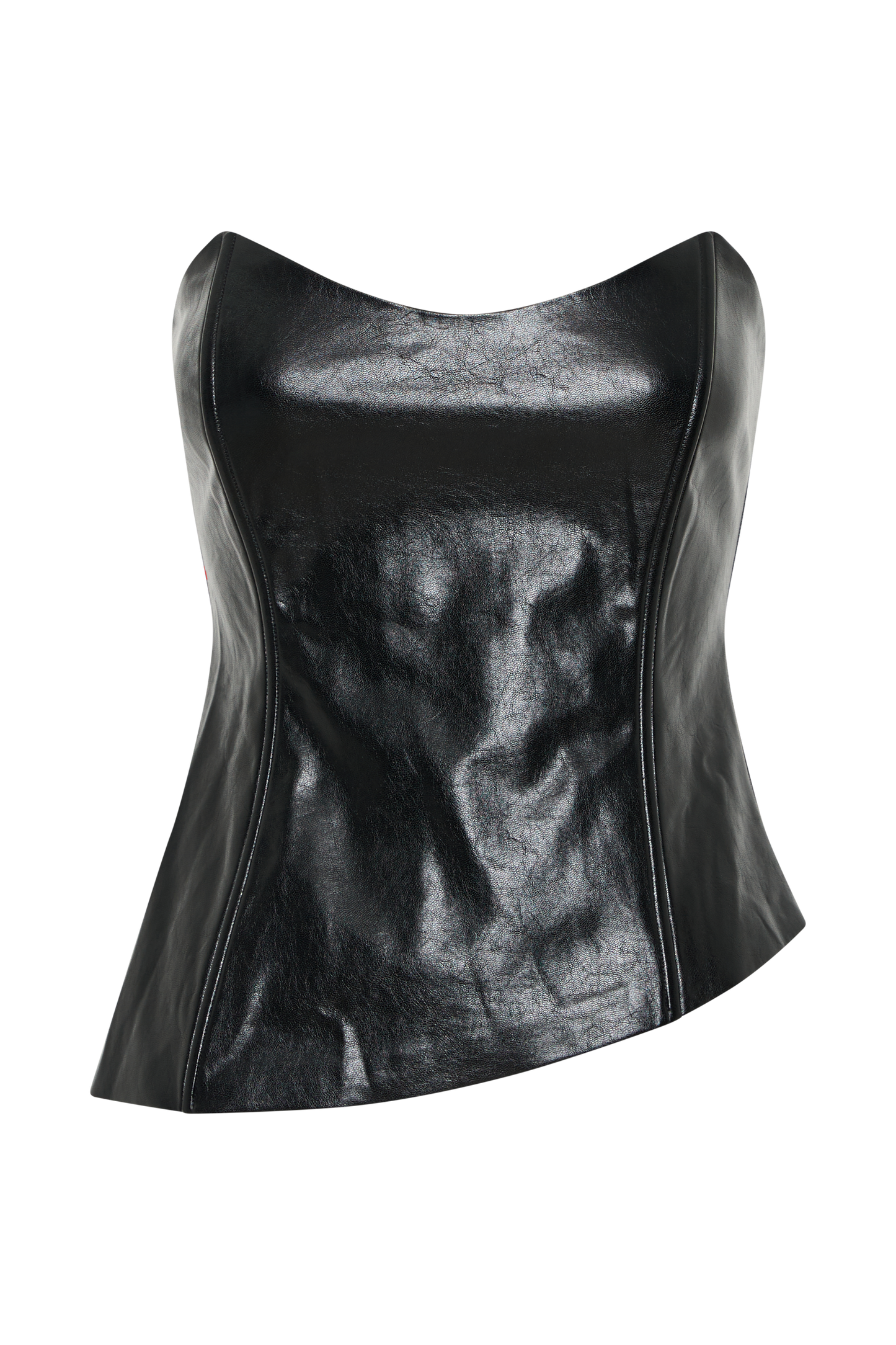 ROF Allana Suni Deri Straplez Üst - Siyah