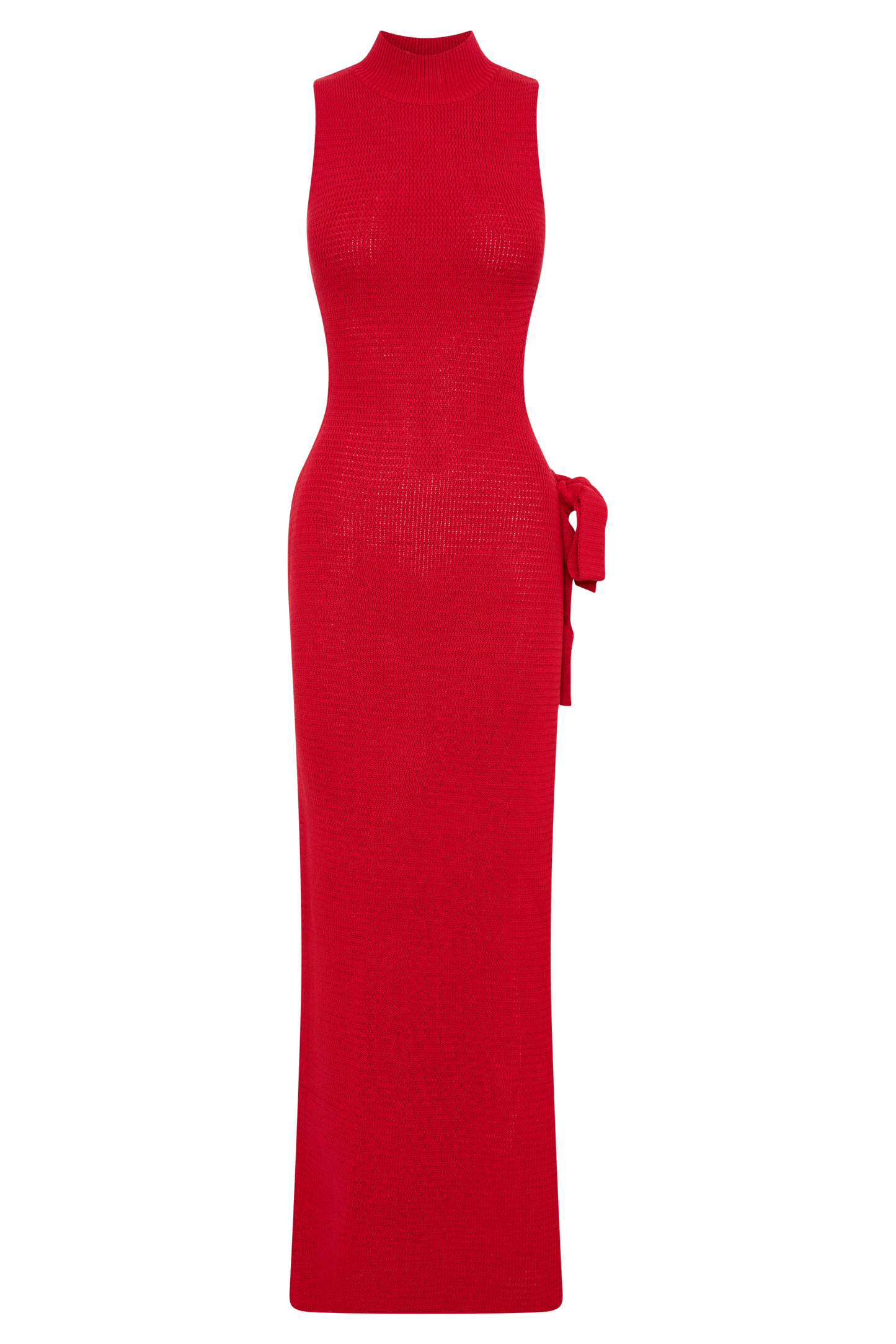 ROF Stephanie Cut Out Örgü Uzun Elbise - Kırmızı