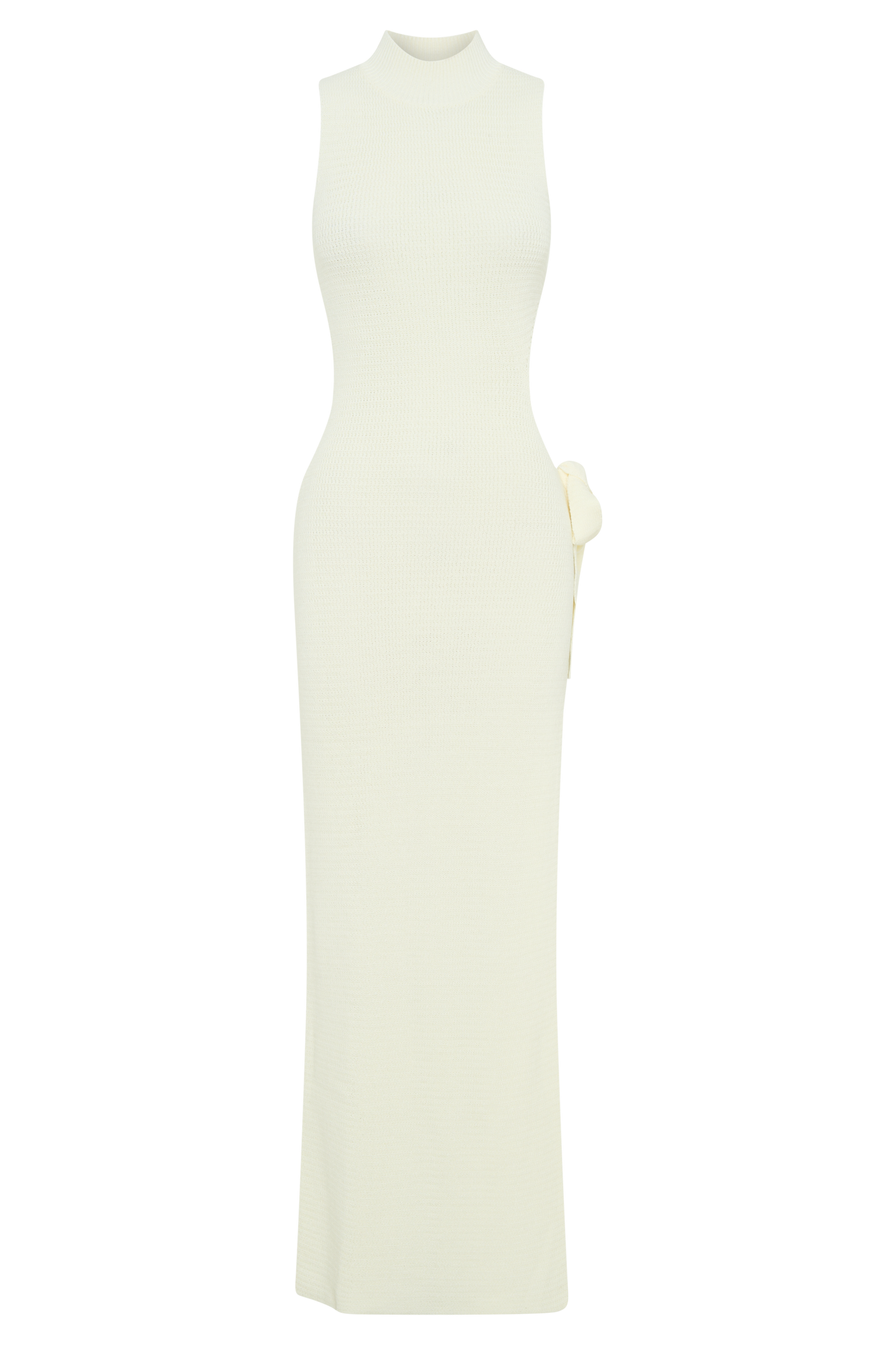 ROF Stephanie Cut Out Örgü Maxi Elbise - Fildişi