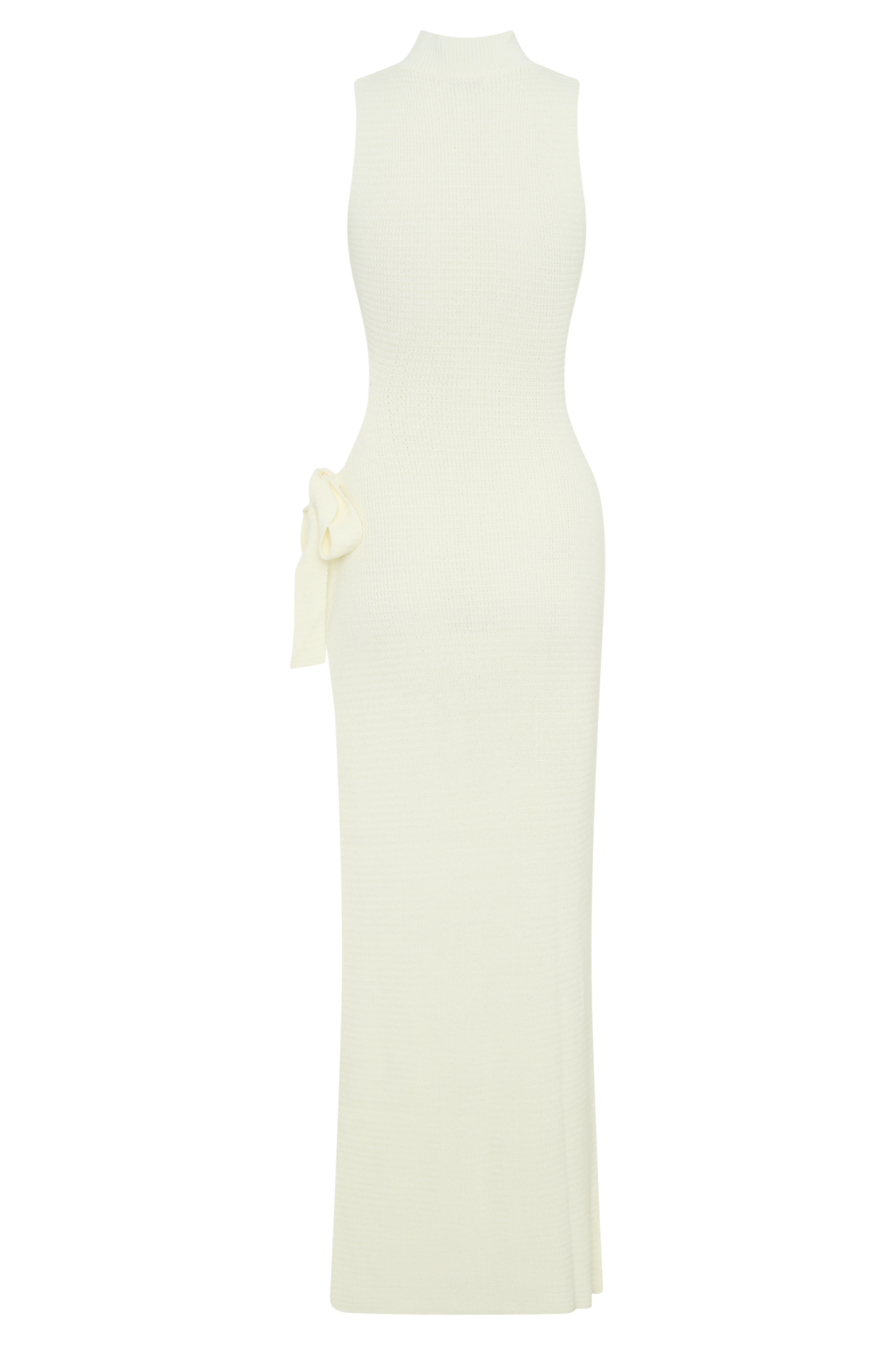 ROF Stephanie Cut Out Örgü Maxi Elbise - Fildişi