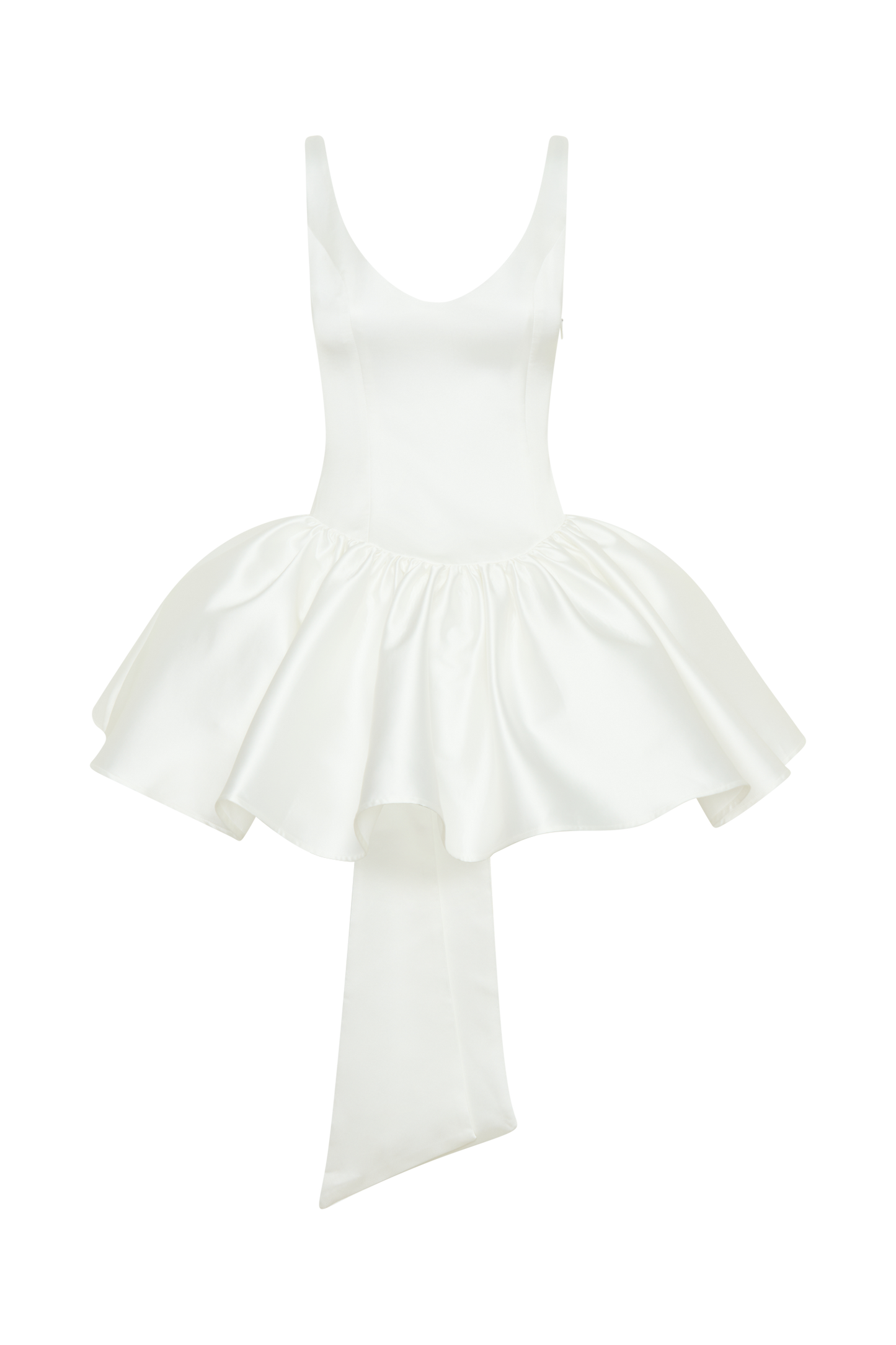 ROF Felicia Fiyonklu Saten Mini Elbise - Beyaz