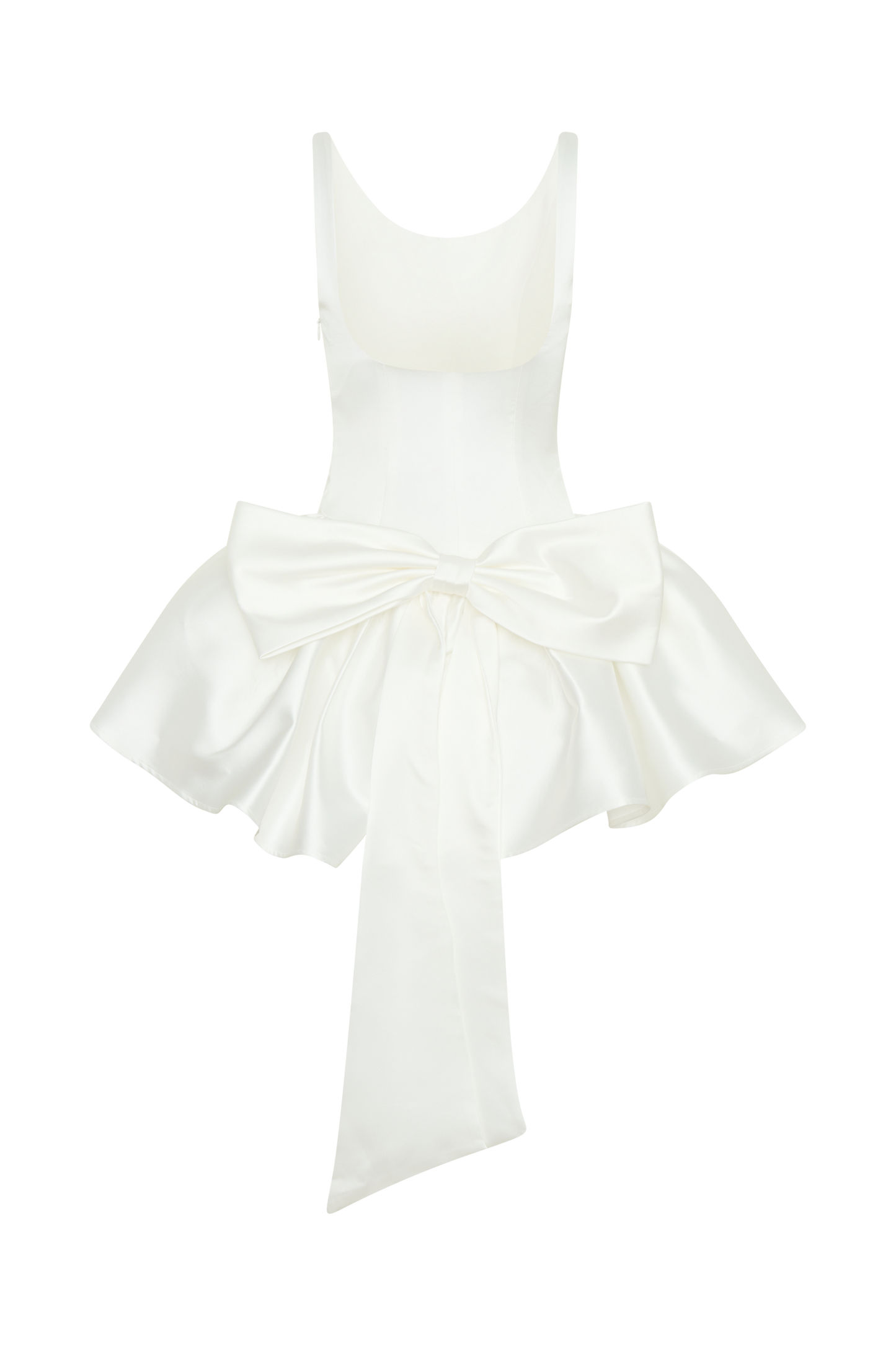 ROF Felicia Fiyonklu Saten Mini Elbise - Beyaz