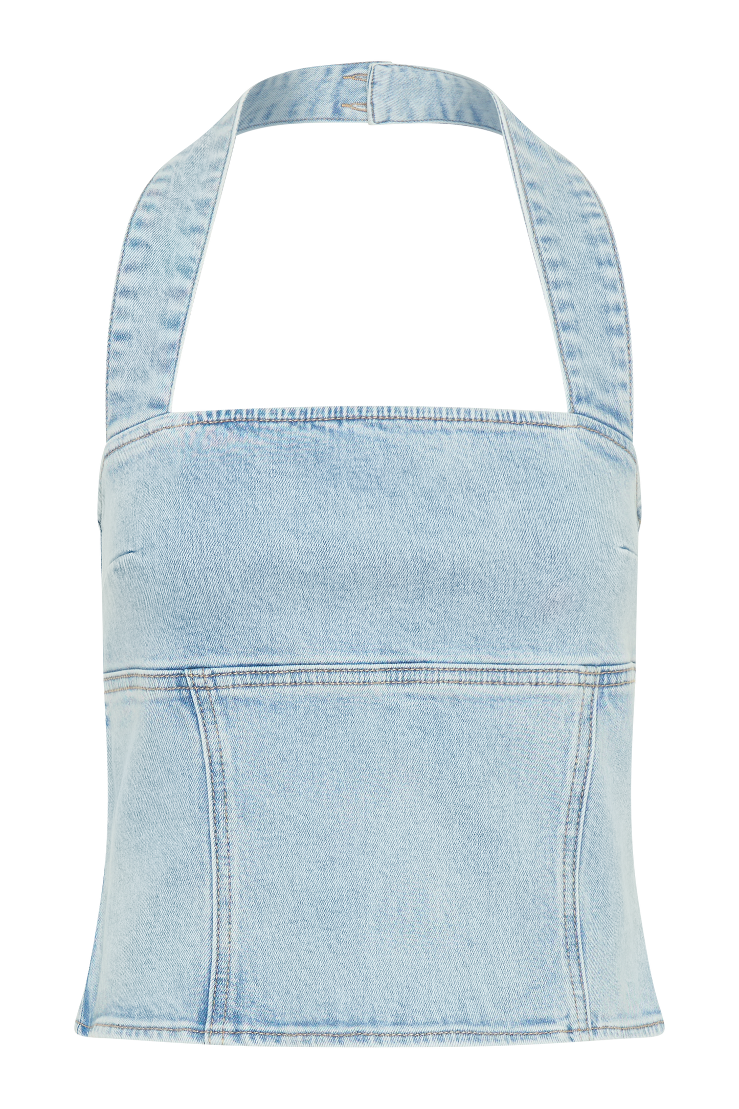 ROF Dayna Denim Boyundan Bağlamalı Üst - Açık Mavi