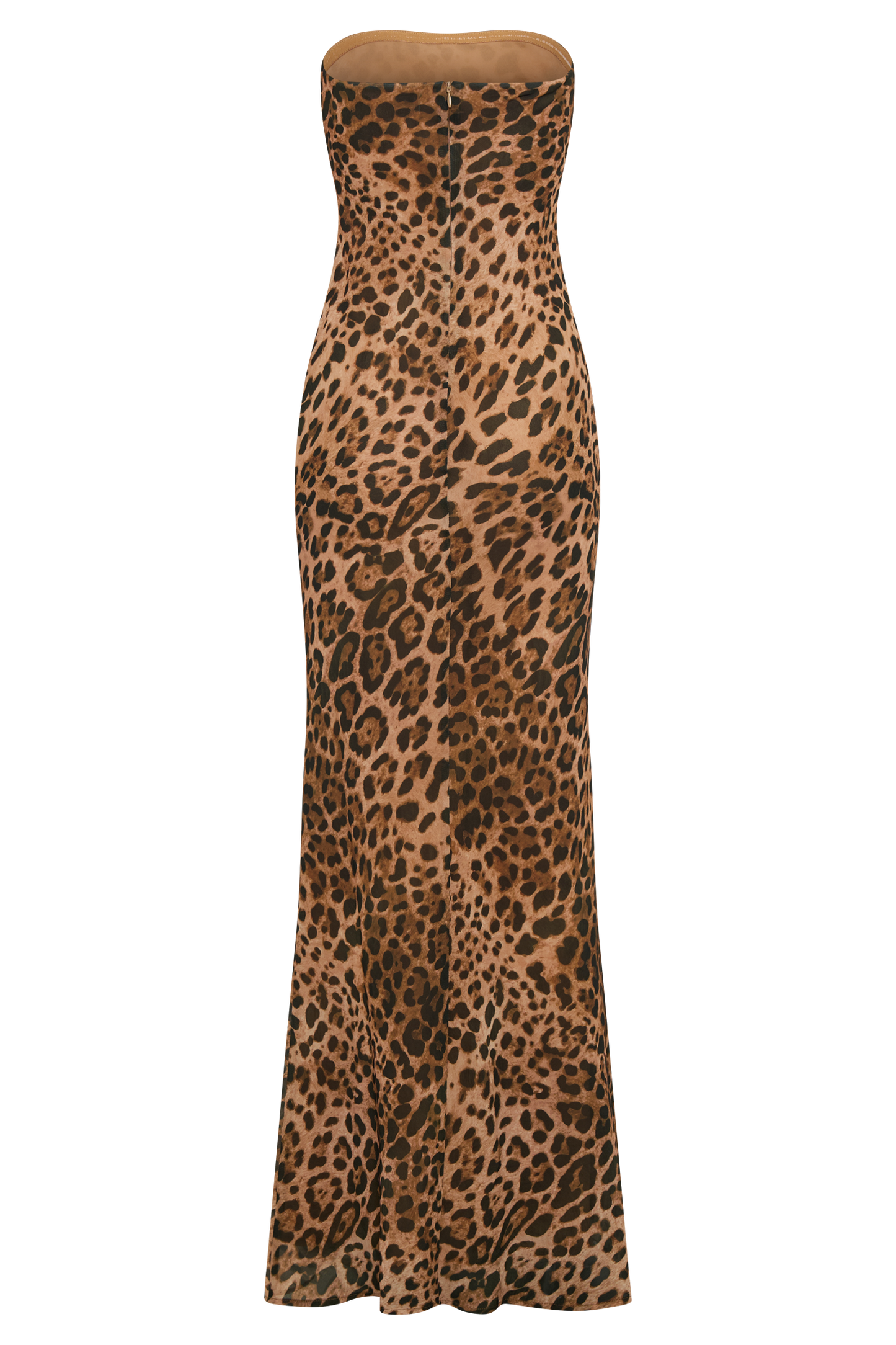 ROF Breanna Straplez Şifon Maxi Elbise - Leopar Desenli
