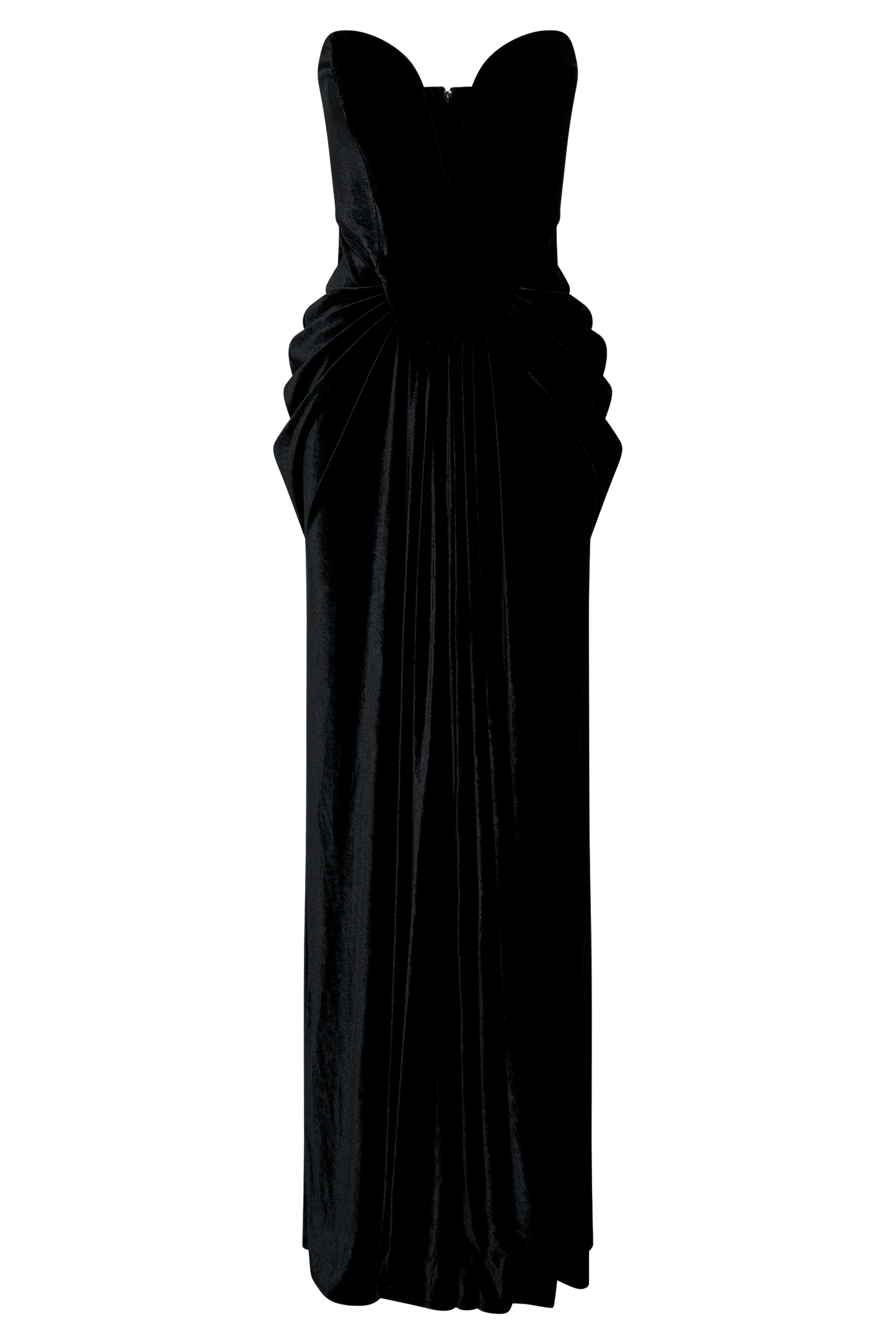 ROF Paige Straplez Kadife Uzun Elbise - Siyah