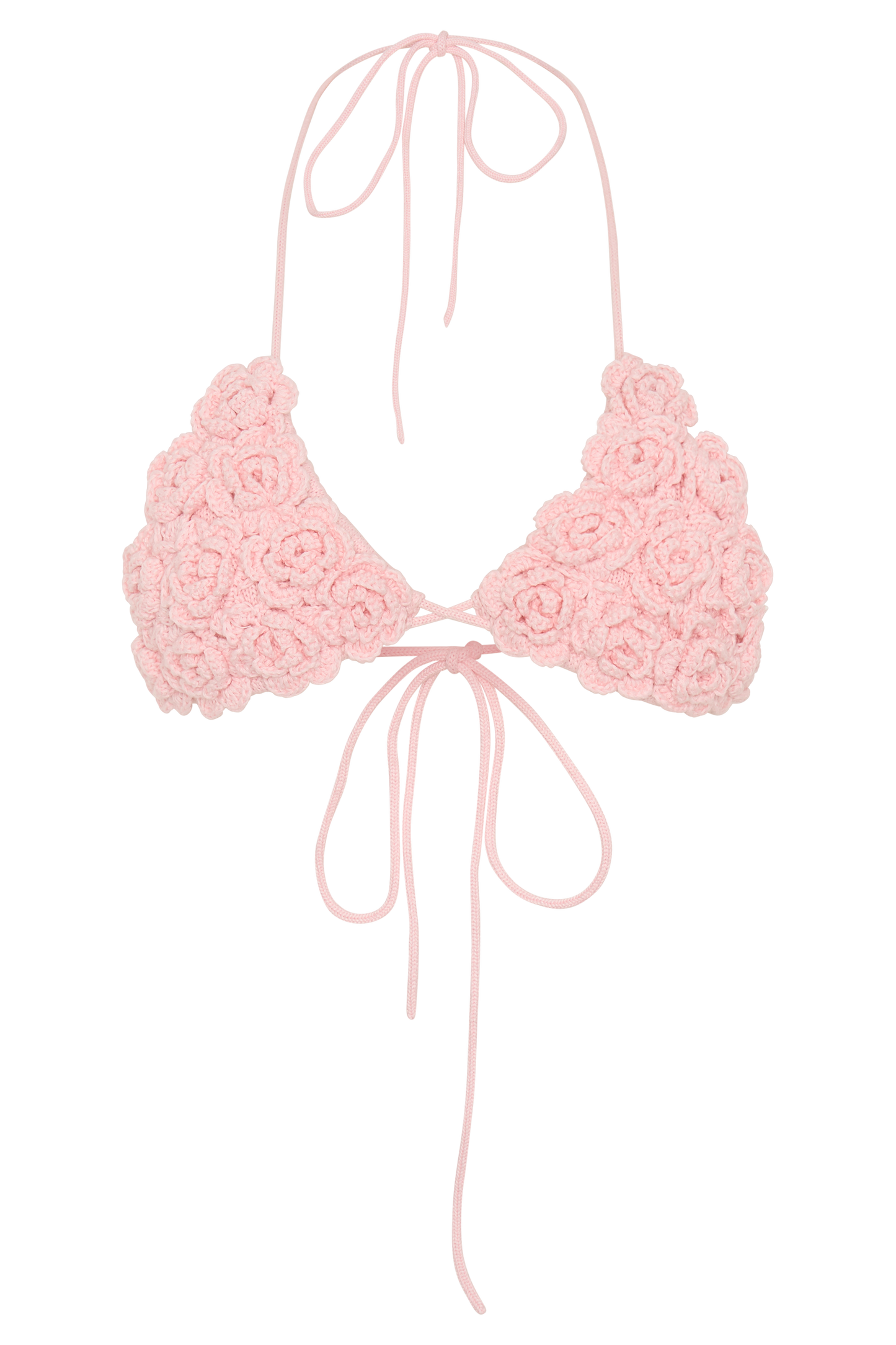 ROF Aesha Çiçekli Tığ İşi Bikini Üstü - Soluk Pembe