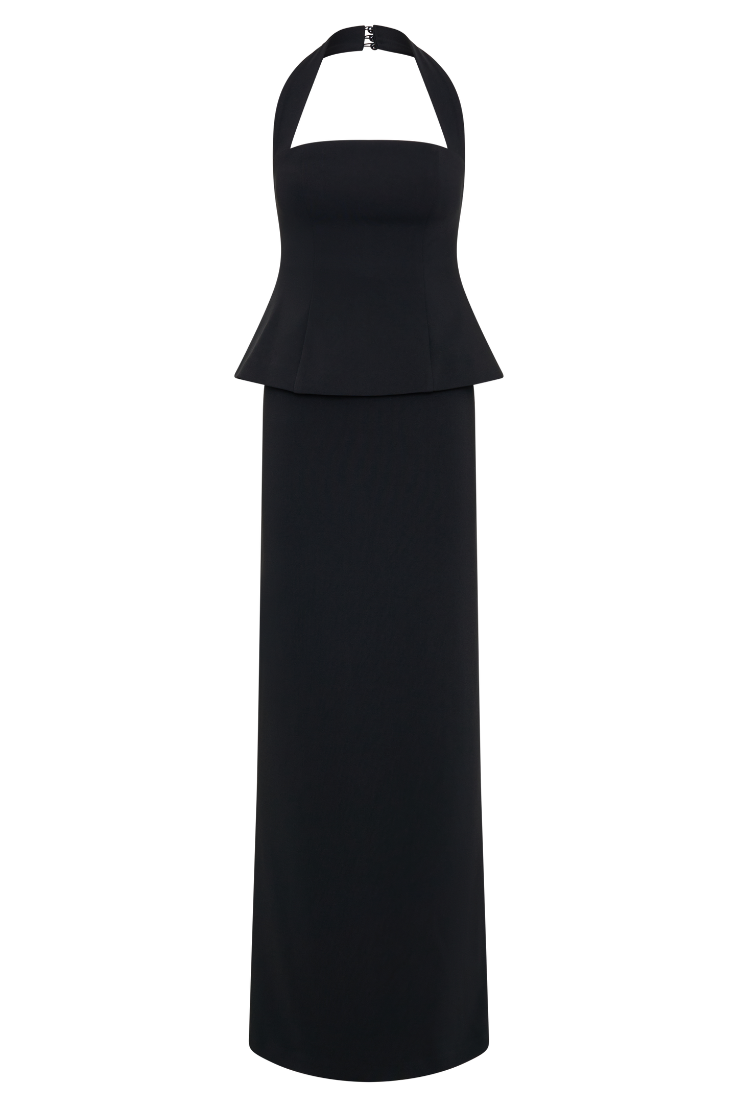 ROF Bertie Peplum Boyundan Bağlamalı Uzun Elbise - Siyah