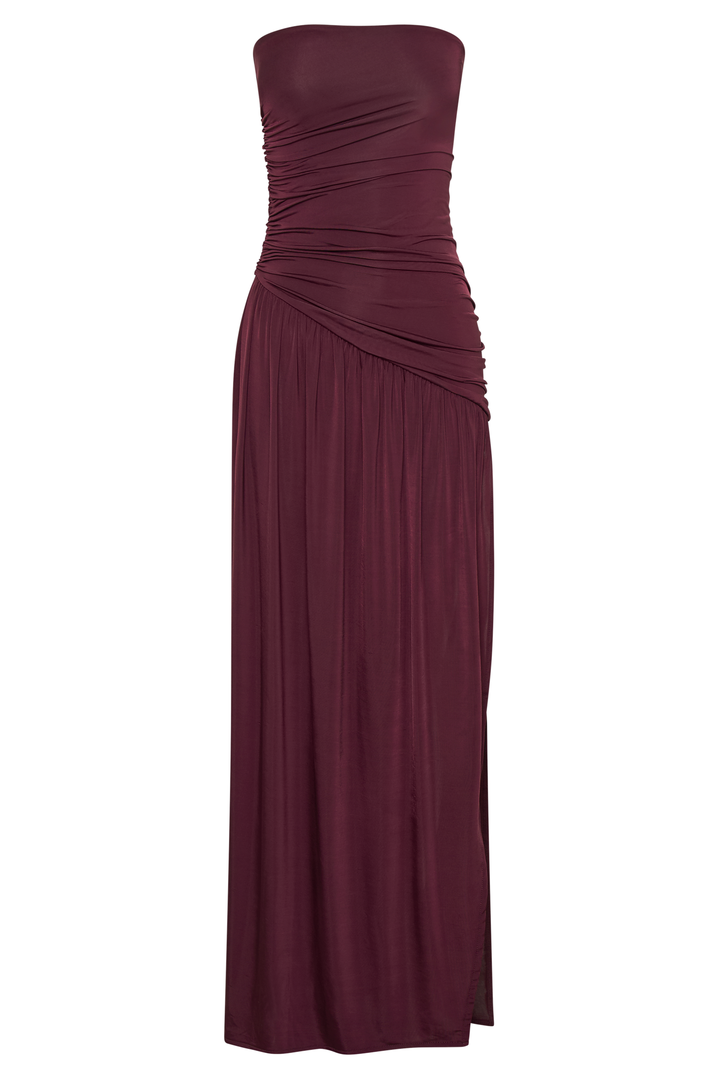 ROF Bex Straplez Dar Kesim Maxi Elbise - Bordo