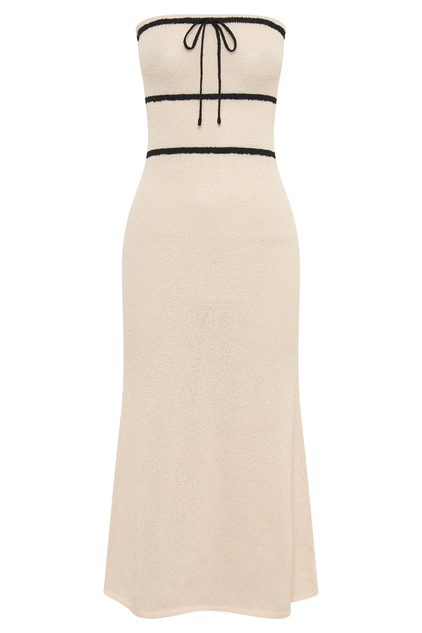 ROF Dawn Straplez Triko Midi Elbise - Krem