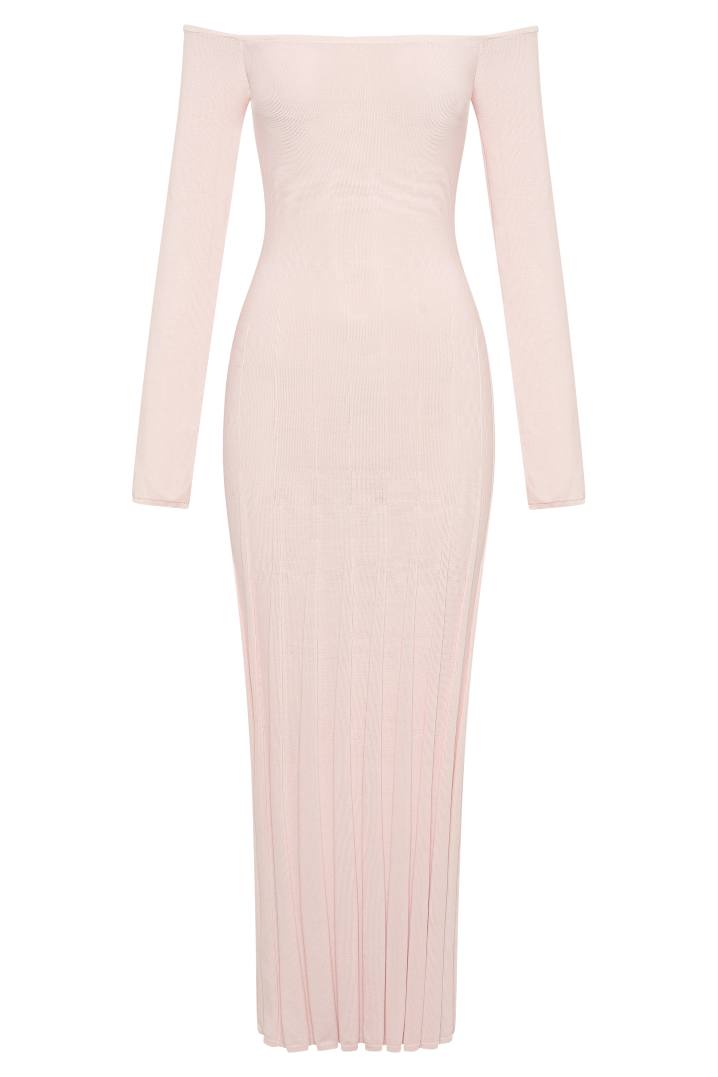 ROF Emmeline Uzun Kollu Lastik Örgülü Midi Elbise - Fairy Floss Pembe